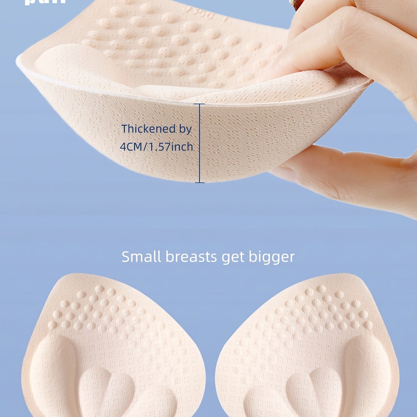 Image of 1 Pair Women' Push-up Bra Inserts - Foam Pads With Heart-shaped Design & Massage Dot Texture, Suitable For S Bras & Daily Wear, For , Hand Washable Bra