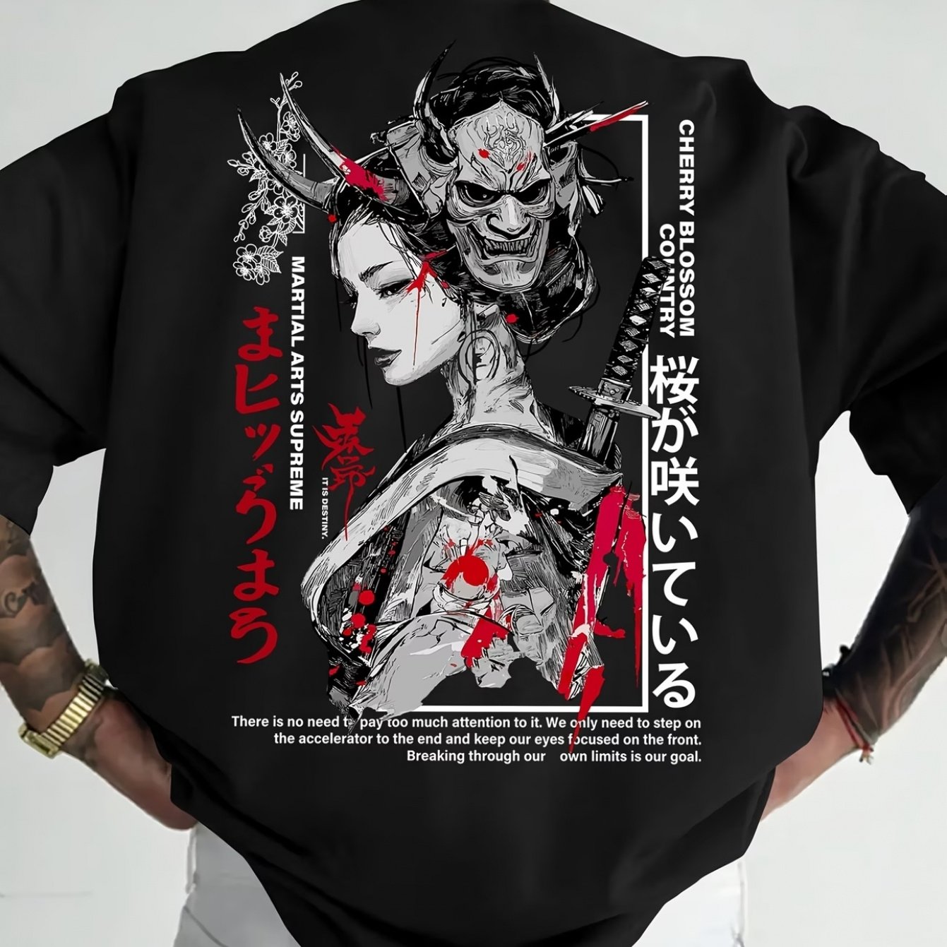 TEMU 2026 New Style Men's Y2k Trendy Cherry Country "breaking Limits Is " Pattern Print T-shirt