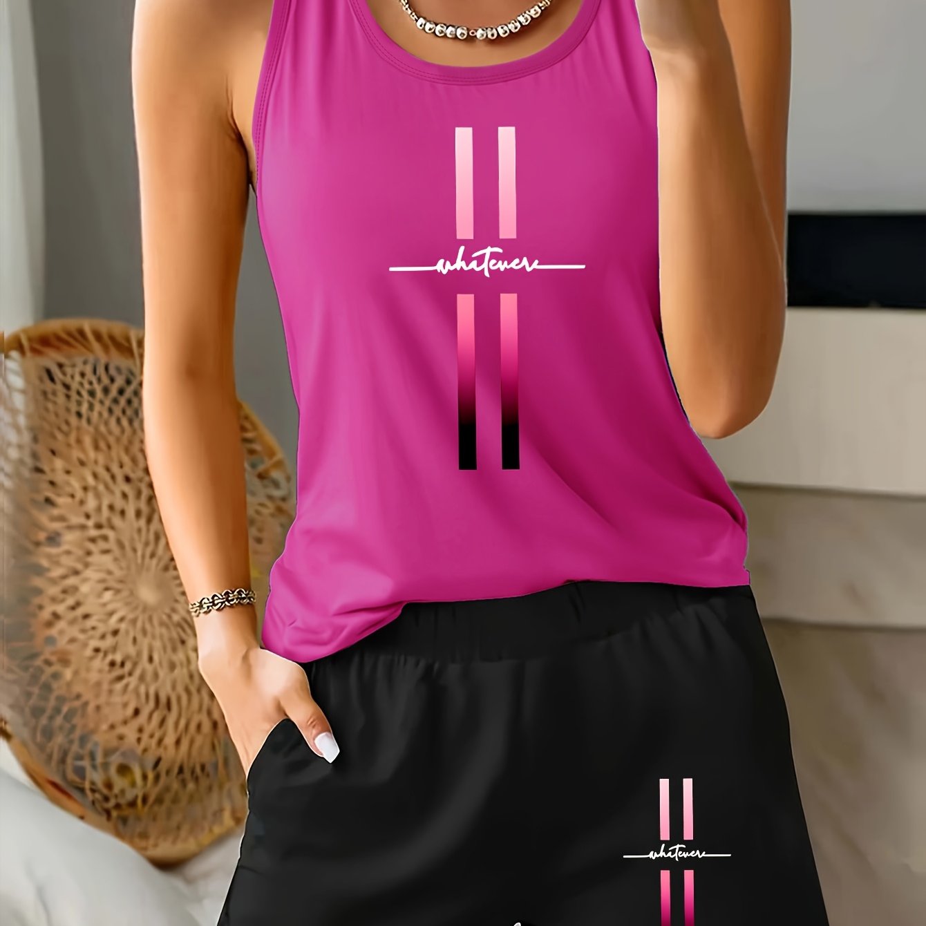 TEMU 2pcs Sleeveless Top And Shorts Set, Fashionable And Casual With A Simple And Elegant Design, New Summer Y2k Style Women's Sportswear, Elegant,