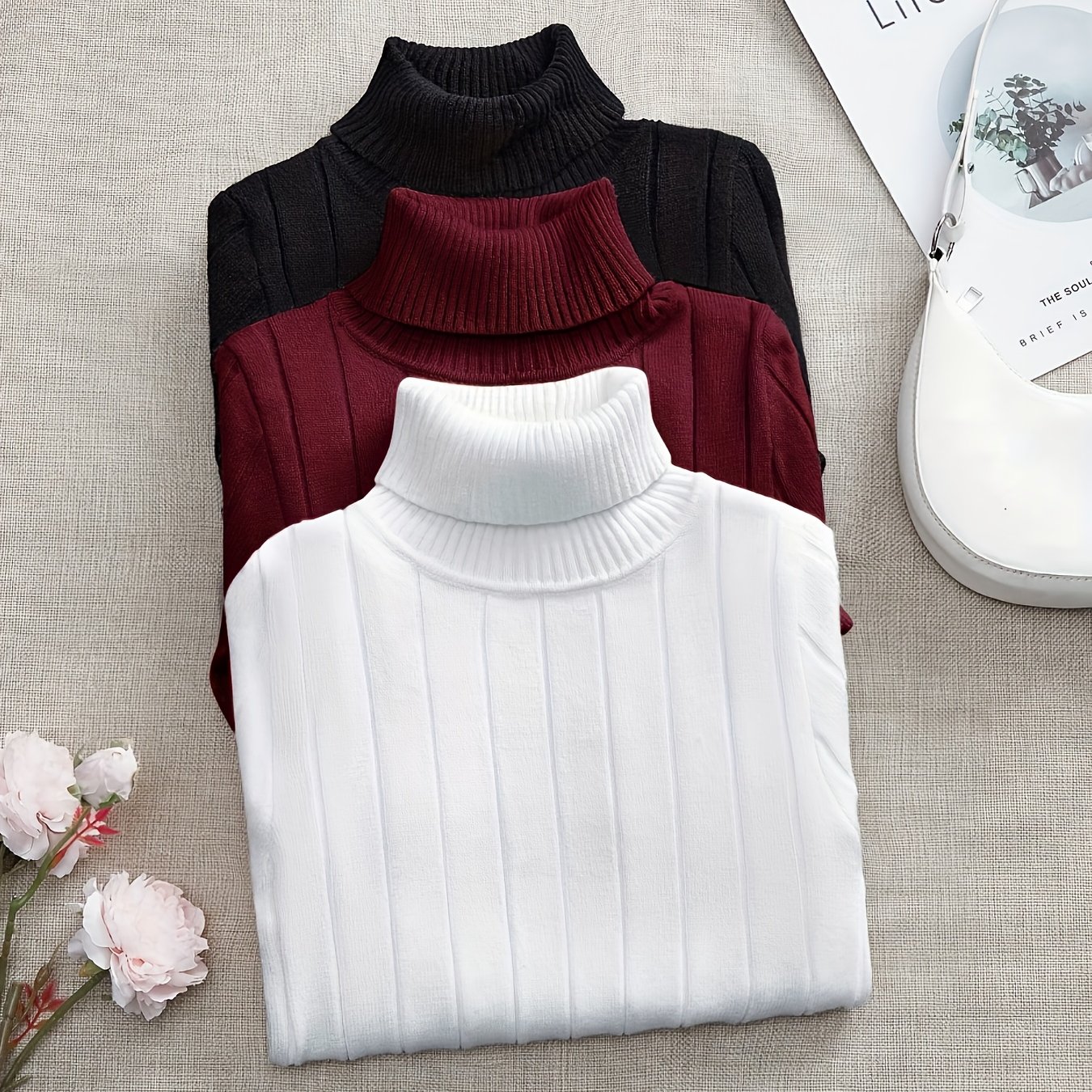 TEMU Women's 3pcs Classic Versatile Sweater Set, Warm Autumn And Winter Casual Tops, Campus Tops, Women's Airport Outfits, Fall Sweaters, Women's