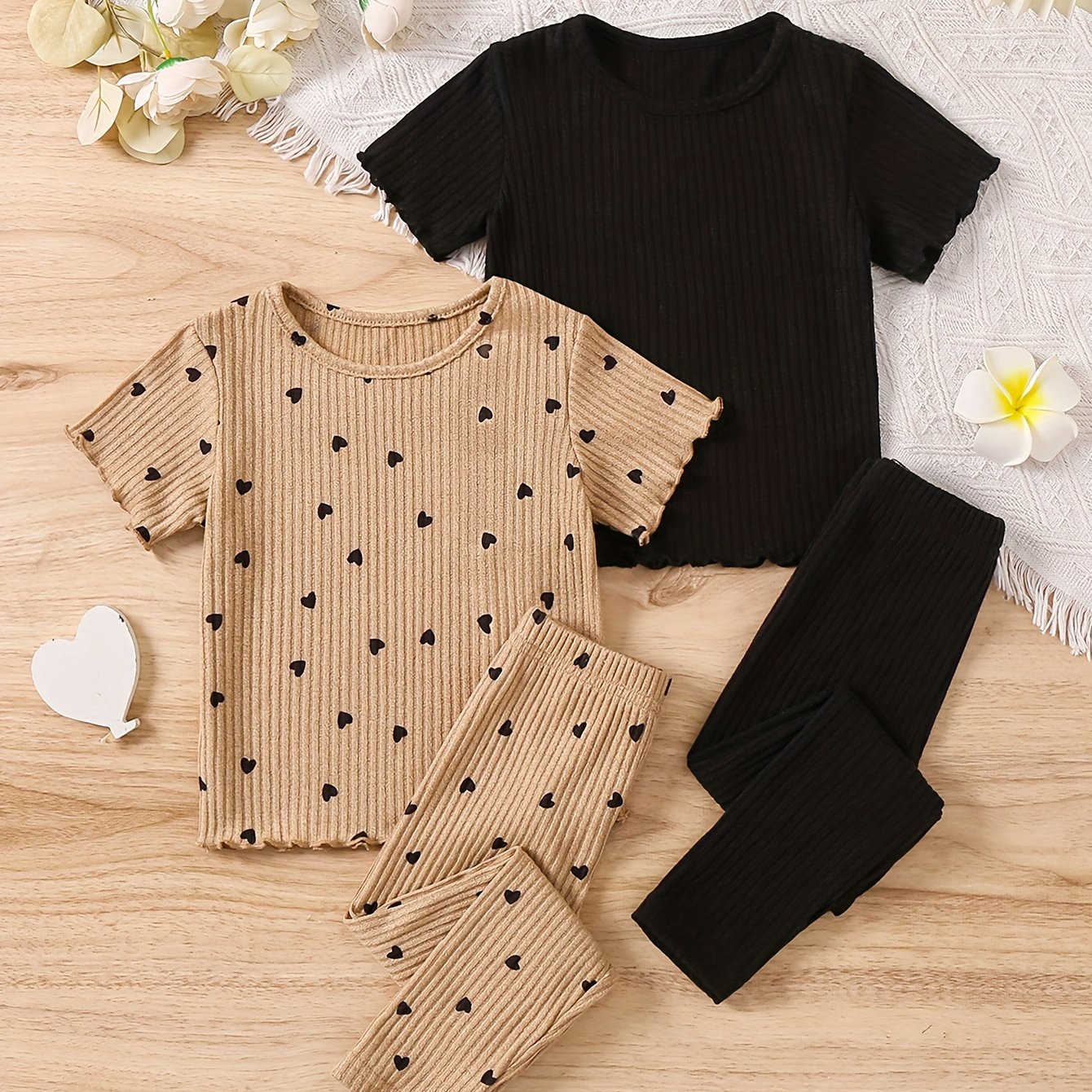 Image of New Fashionable Long Pants Set For Girls, 2 Sets, Perfect For Outdoor