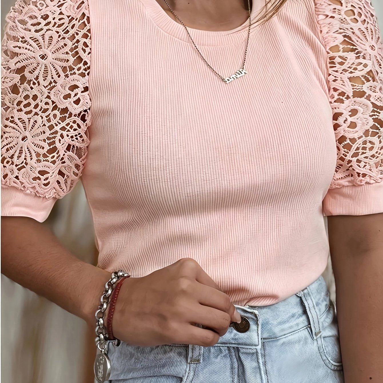 TEMU Spring Summer Women's Fashion Basic Versatile Short Sleeve T-shirt Top