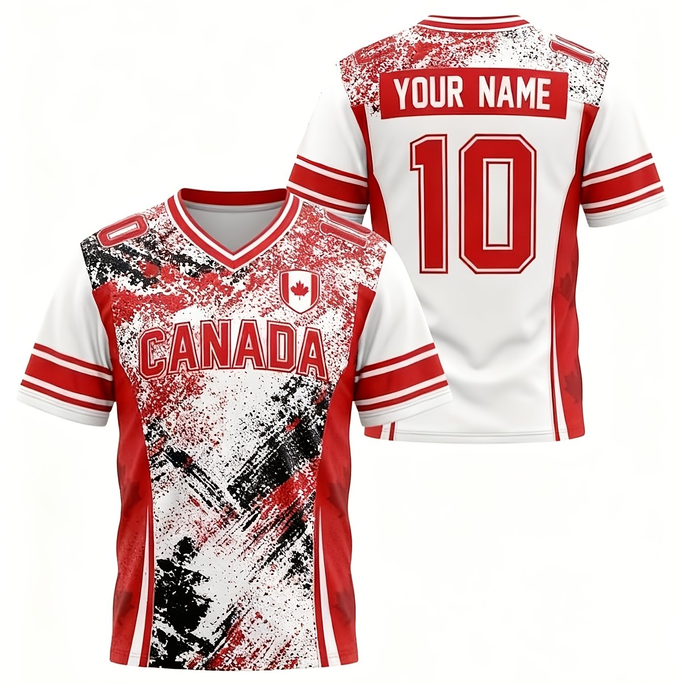 TEMU T-shirt de jersey personnalisé pour homme, nom, numéro et logo imprimés disponibles, chemise à manches courtes avec motif éclaboussures de