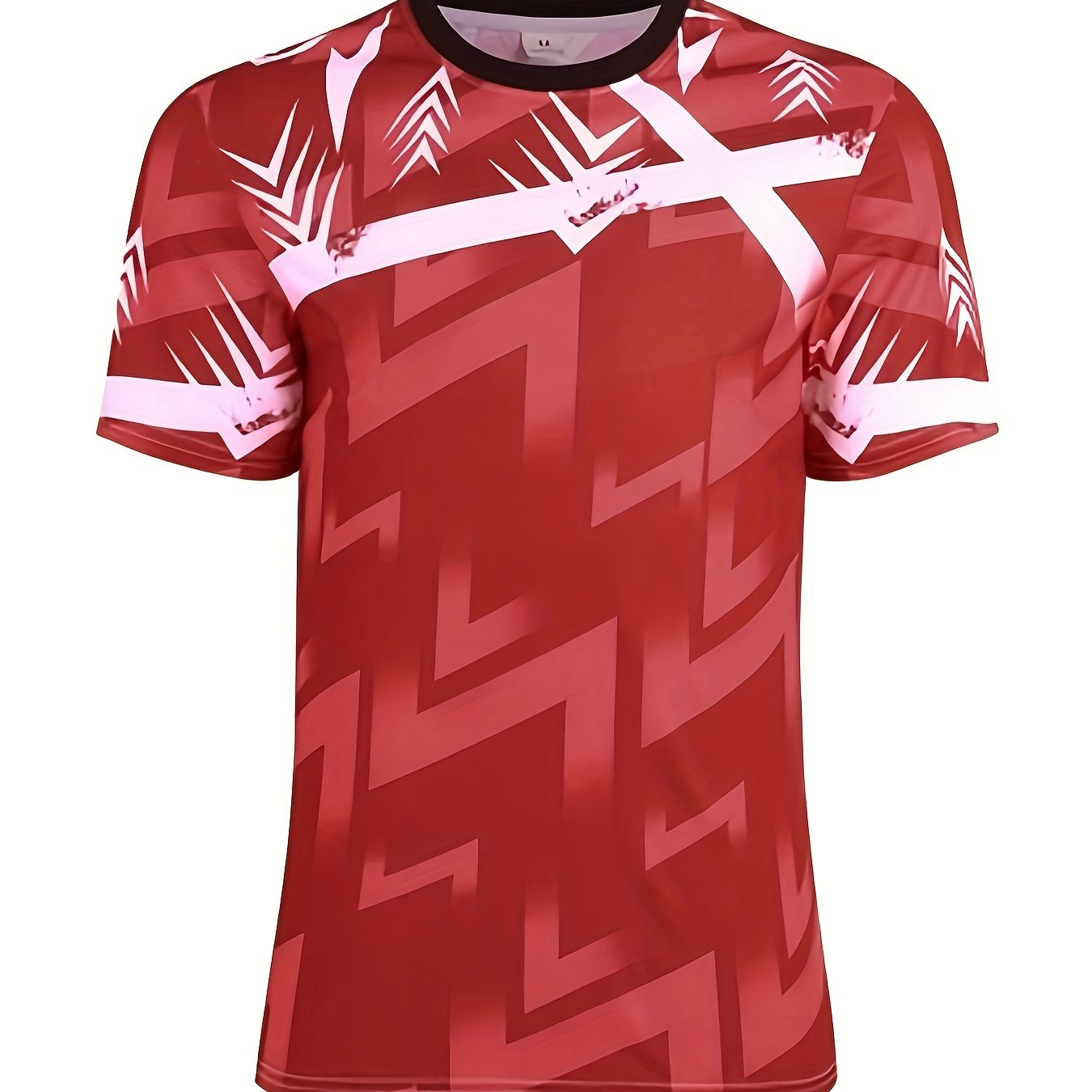 TEMU [Design Imprimé Non Texturé] Maillot de Foot de Sport Homme, T-Shirt de Sport à Manches Courtes, Haut de Vêtement de Sport Décontracté et