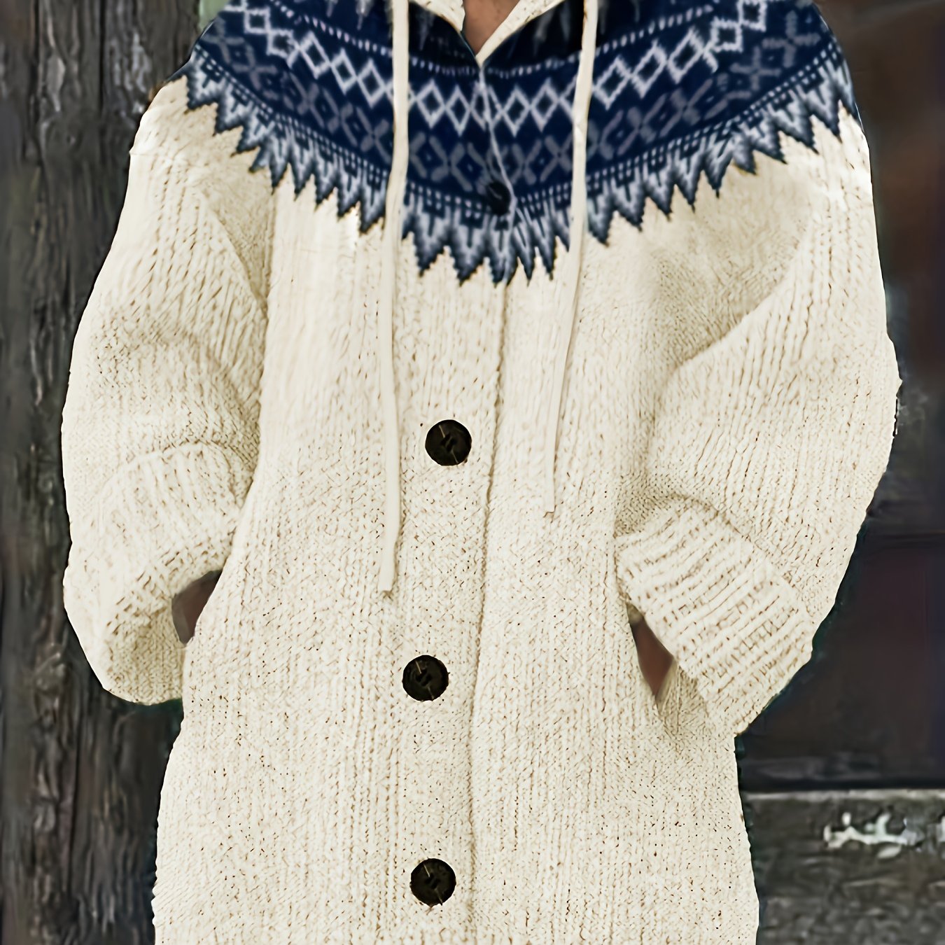 Plus Size Color-block Women's Fashion Casual Long Sleeve Pocket Hooded Cardigan