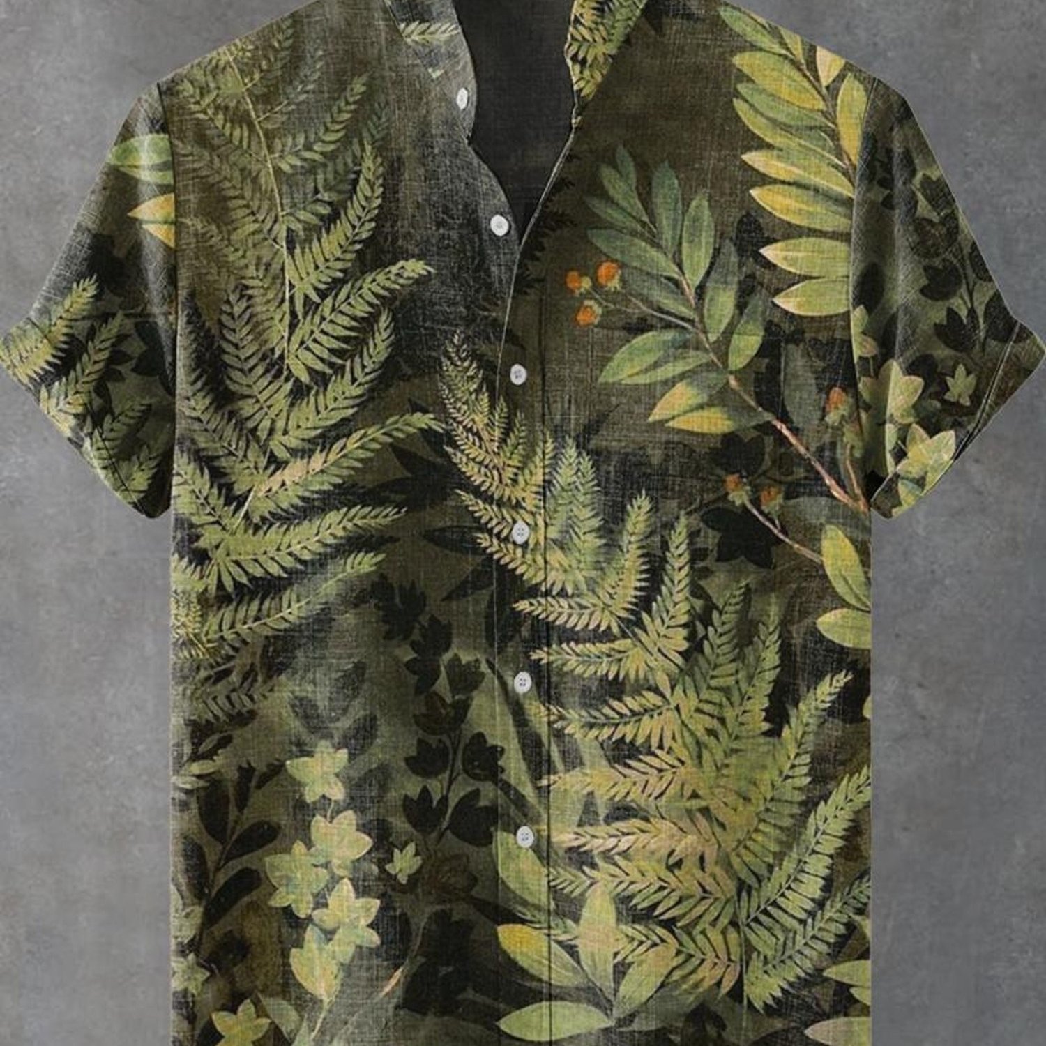 Image of Men's Formal Shirt, Tropical Plant Pattern, Collar, White Buttons, Mixed Color, Multiple Specifications , Fashionable Design, Suitable For Daily Wear And Business Occasions, High-quality Fabric
