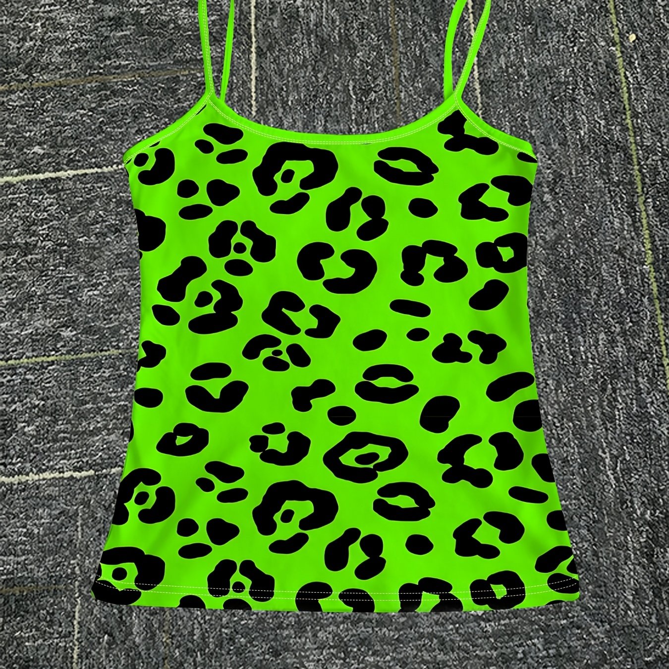 TEMU Fluorescent Print Camisole, Women's Slim-fit Printed Top, Fashionable Summer New Arrival