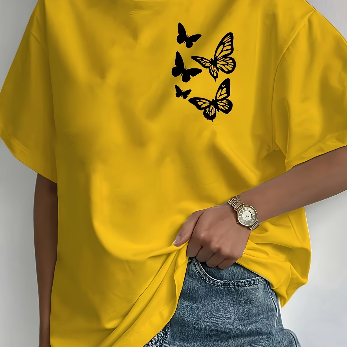 TEMU Plus Size - Plus Size - 0-8xl Plus Size Casual Fashion Printed T-shirt Women's Clothing, Trendy Base Layer Daily Outing Casual Wear Short Sleeve