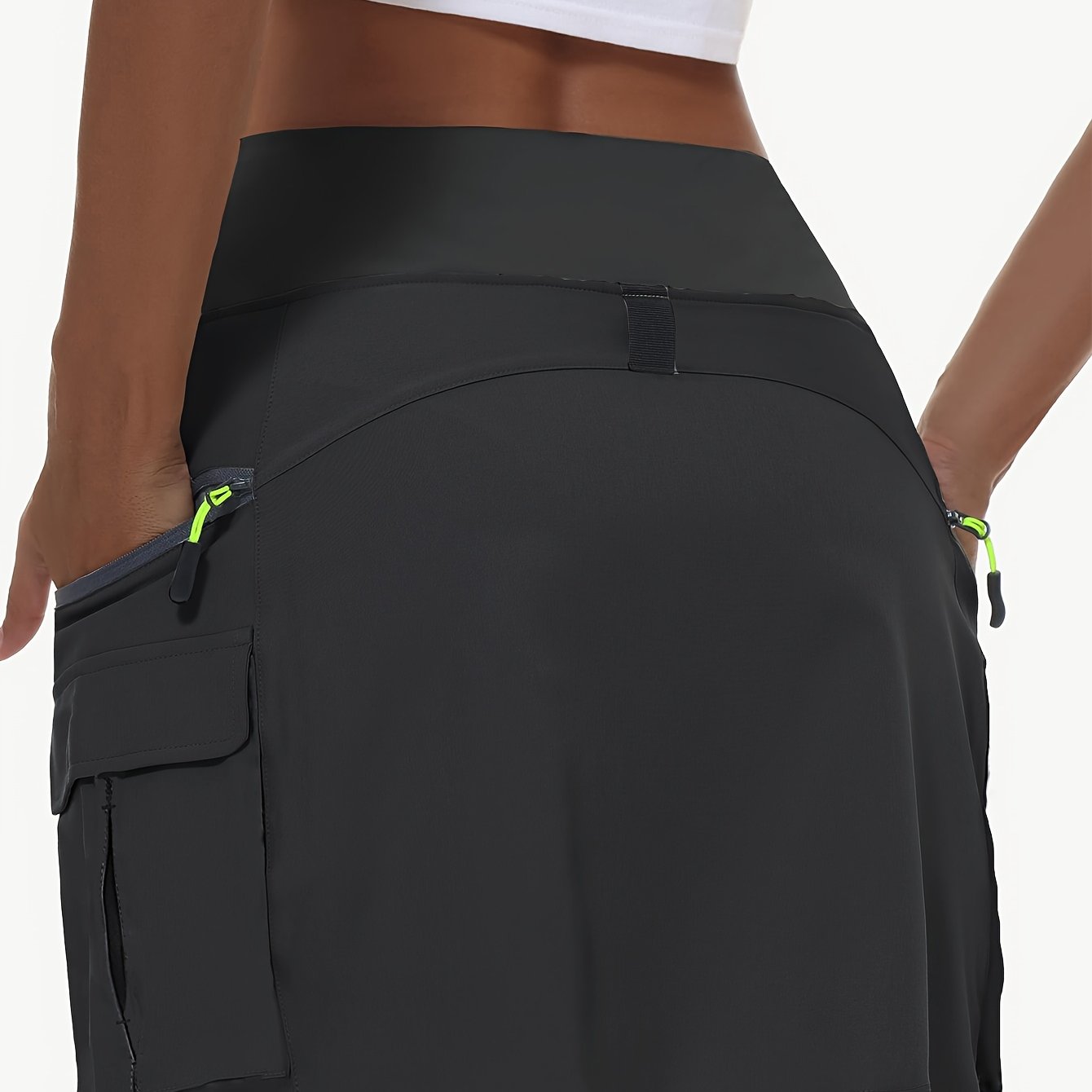 Image of Women's Athletic Jogger Skirt, Hiking Cargo Shorts Skirt, High-waisted Golf Casual Skirt, Waistband With Lining, Zippered Multi-pocket Outdoor Hiking And Mountaineering Workout, Quick- Shorts Skirt