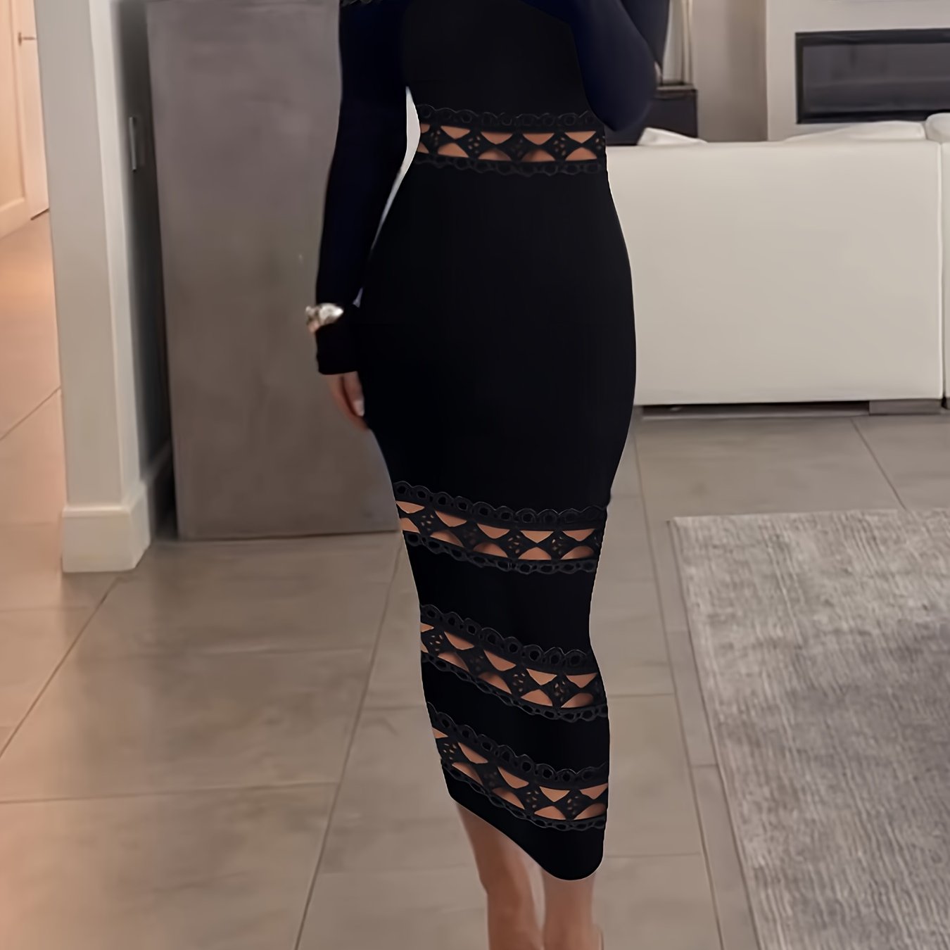 TEMU Off-the-shoulder Dress With Lace