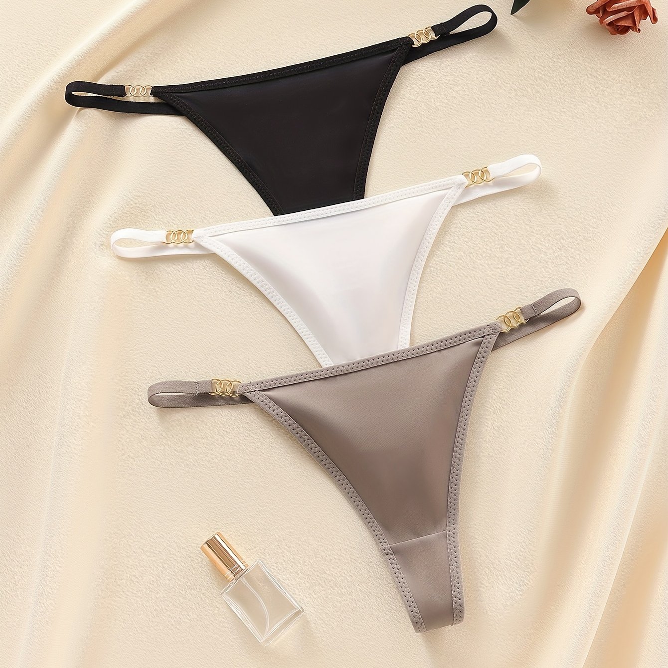 TEMU Pack de 3 Culottes : Couleur Unie, Taille Basse, , Confortables et Respirantes pour Femmes