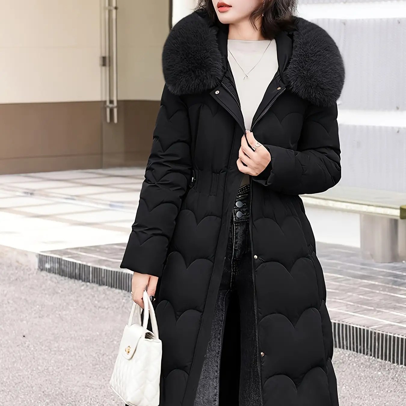 TEMU Women's Elegant Long Coat- Outerwear,