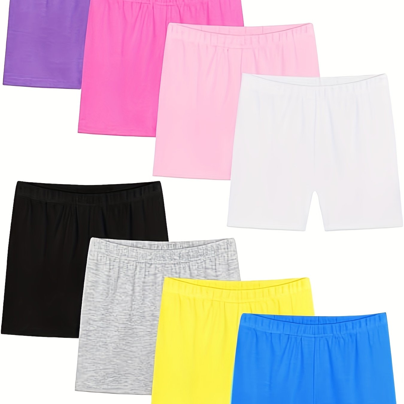 TEMU Random 8pcs Girls Dance Shorts Breathable Bike Shorts For Underdress 2-12y