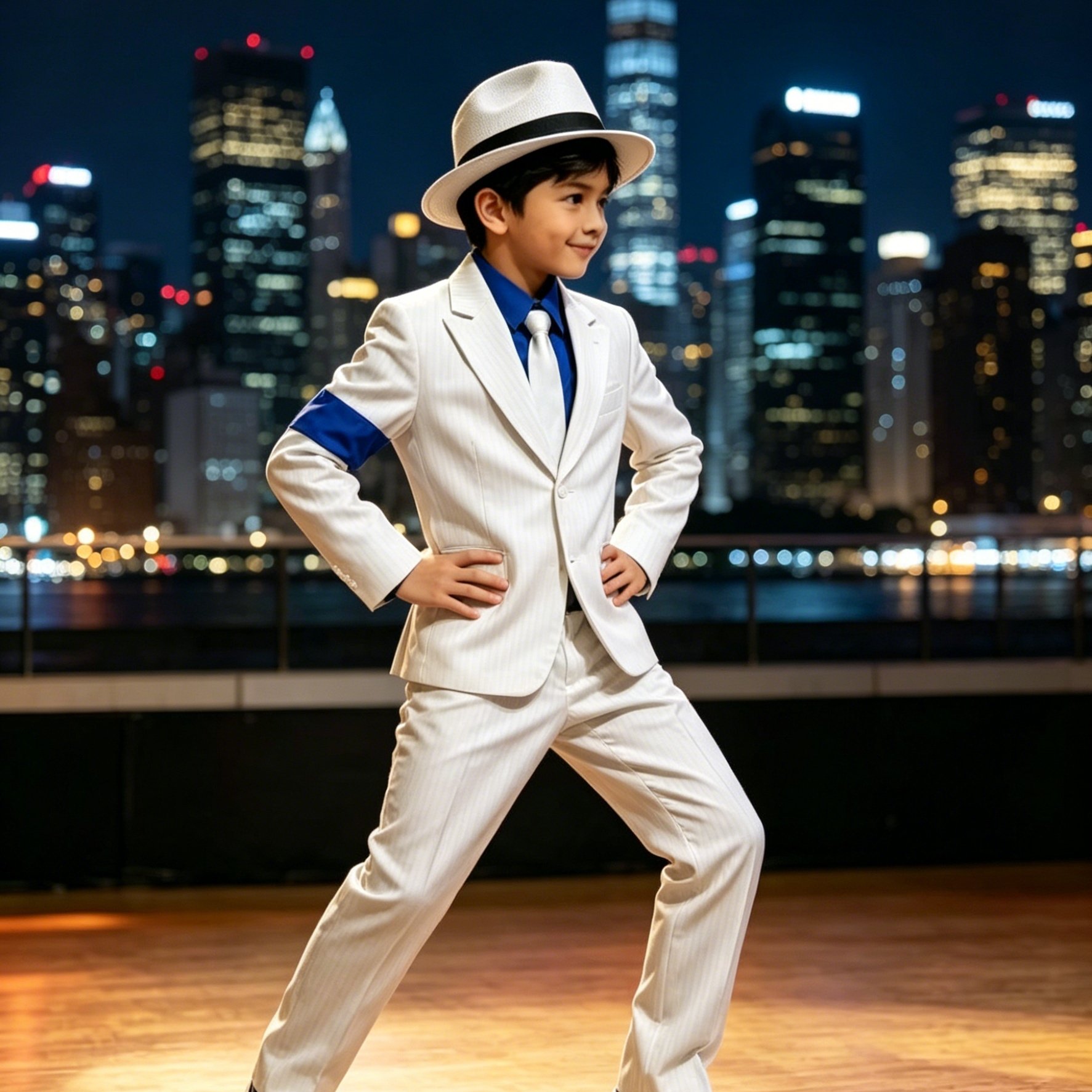 Image of Trendy Boys' Stage Performance Outfit Complete With Top Hat And Suit, Retro Jazz Style, Ideal For Dance , Evening Shows And Program Performances. Cut Perfect For Camera , Atmosphere.