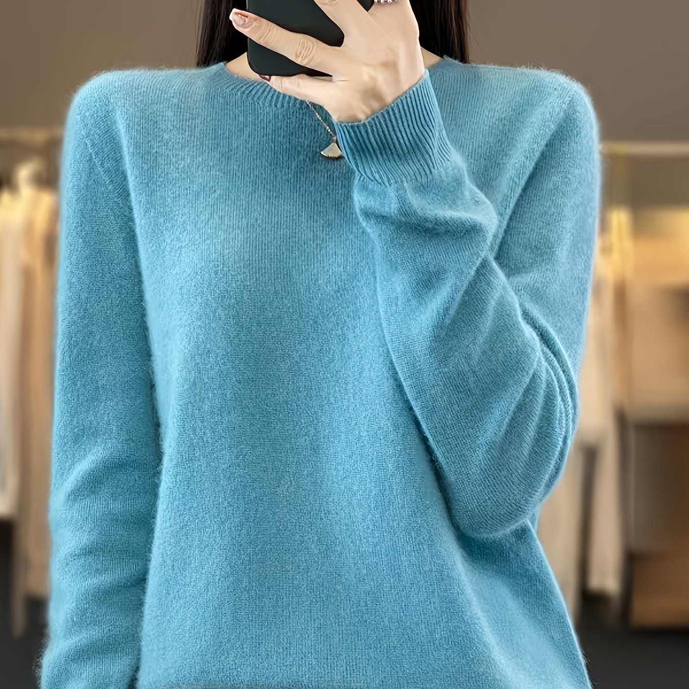TEMU Women's Sweater- Soft, Fluffy, Warm Crew-neck Long-sleeve Coat-style Pullover(sleek, Luxurious, Comfortable Sweater Jacket)