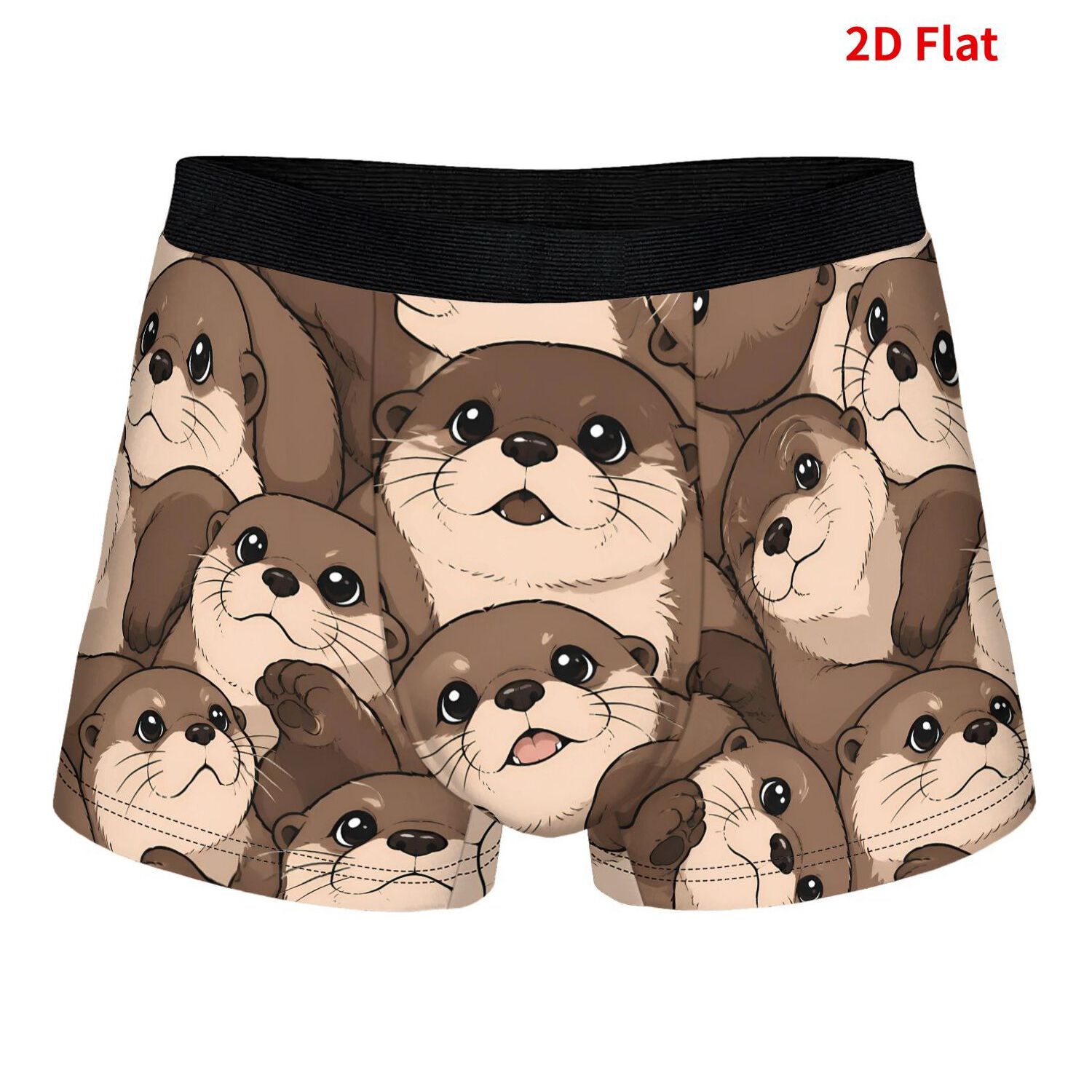 TEMU 2d Print Design Cute Otter Group Men's Novelty Underwear Comfortable Boxer Shorts Suitable For Daily Wear & Gifts
