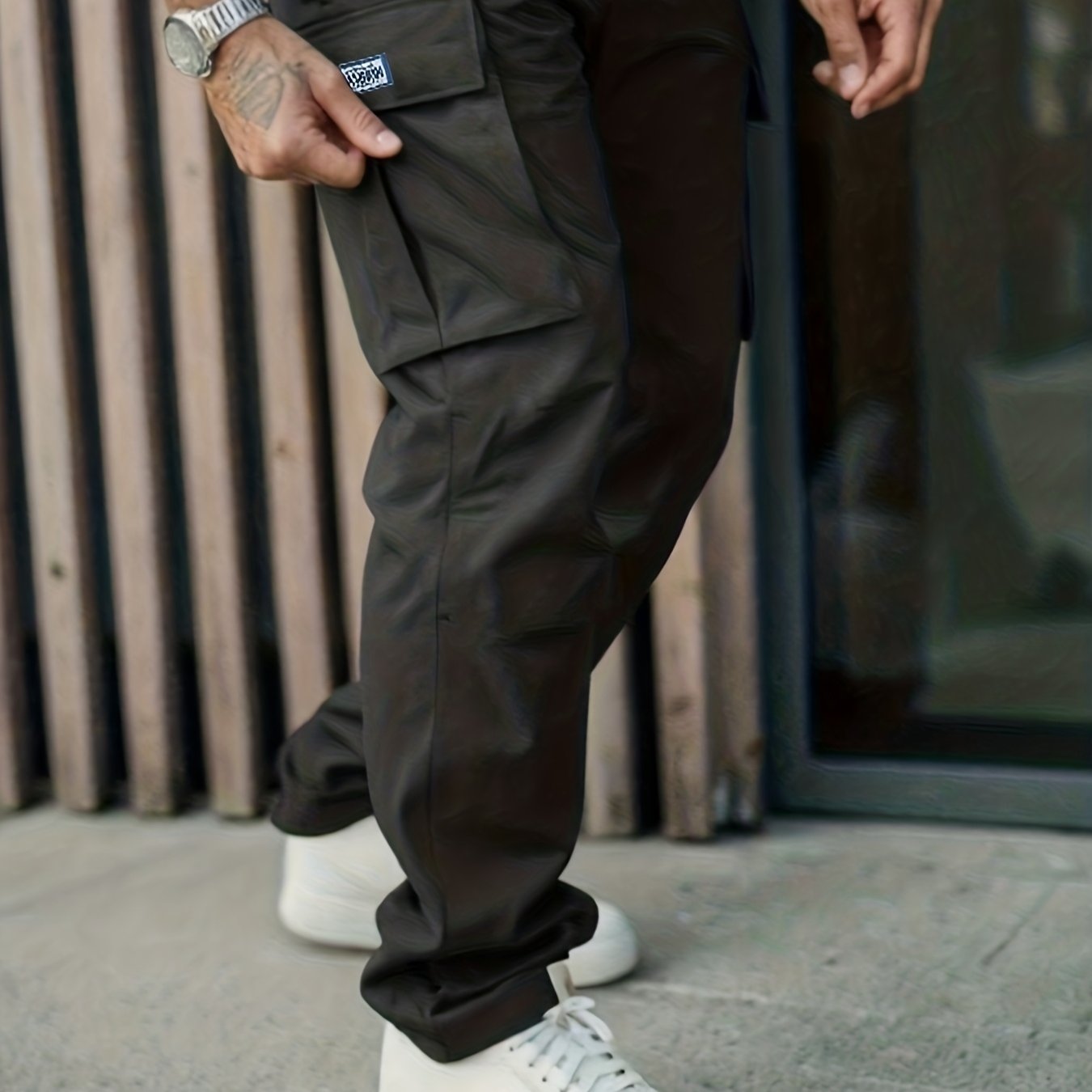 E-shop Cargo-Hosen in großen Größen für Herren, gerade Beinhose, robuste Arbeitshose für Herren - Große Größen, Multi-Pocket-Design (Seiten, Bein,