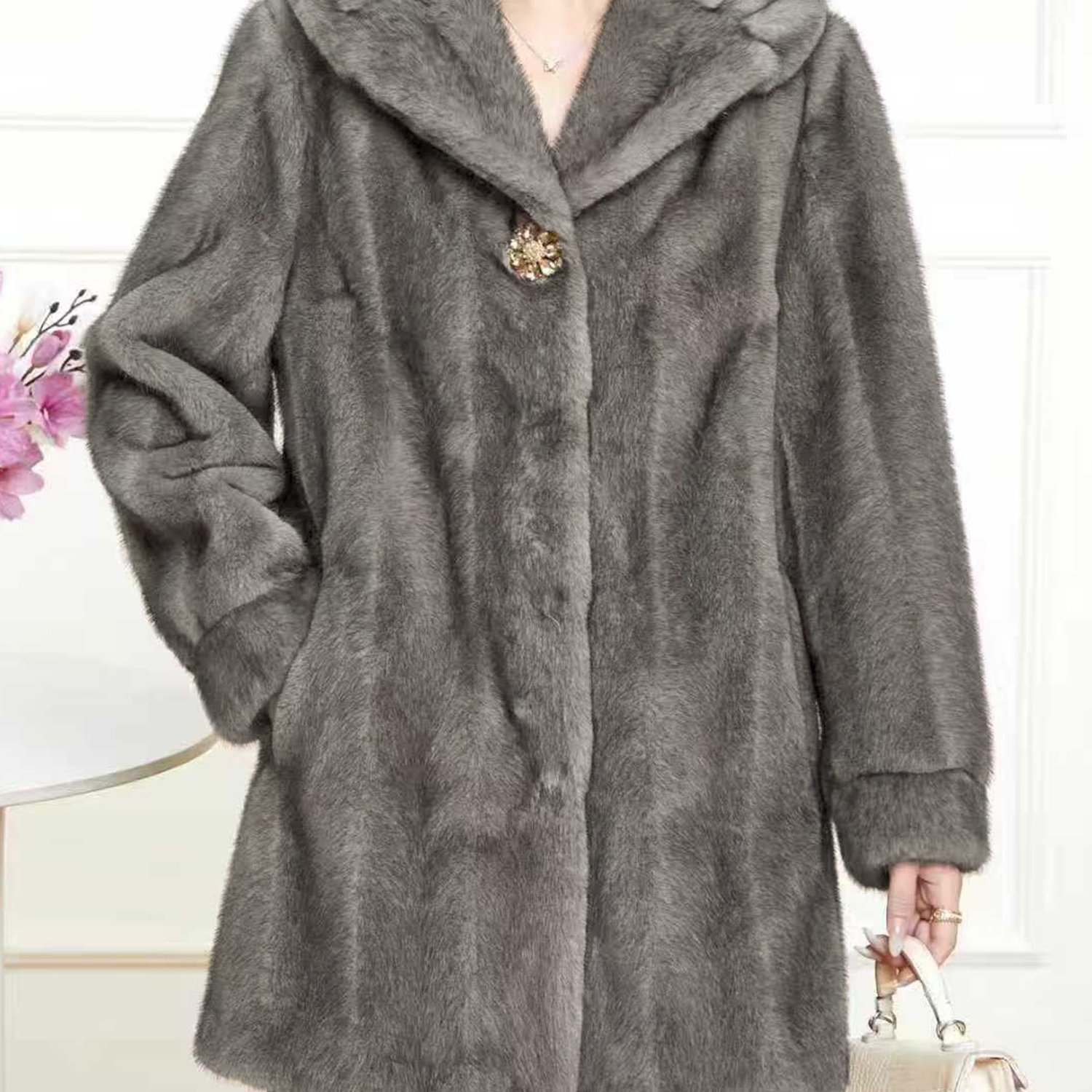 TEMU Women's Hooded Coat, Winter Warm Versatile Snap-button Design For Look, Fashionable Outerwear Gift For Christmas