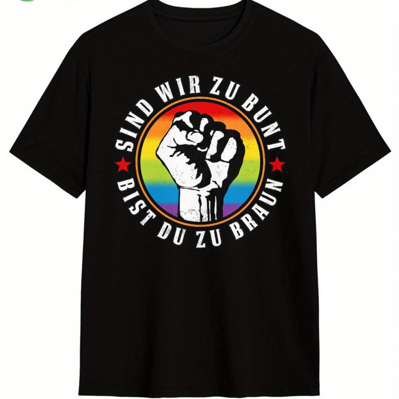 Unisex Antifaschistische Statement Designs T-shirt | Multicolored, Kurzarm, Crew Neck, , Regular Fit, , Print Pattern, 180g Fabric