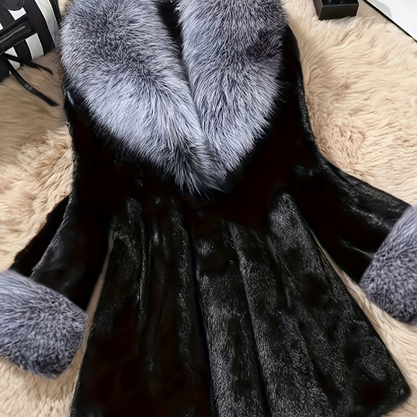 TEMU Women's Elegant Formal/semi-formal Jacket-winter /grey With Side Pockets-non-stretch Luxury Cold Jacket For Party, Office, Everyday Wear-women's