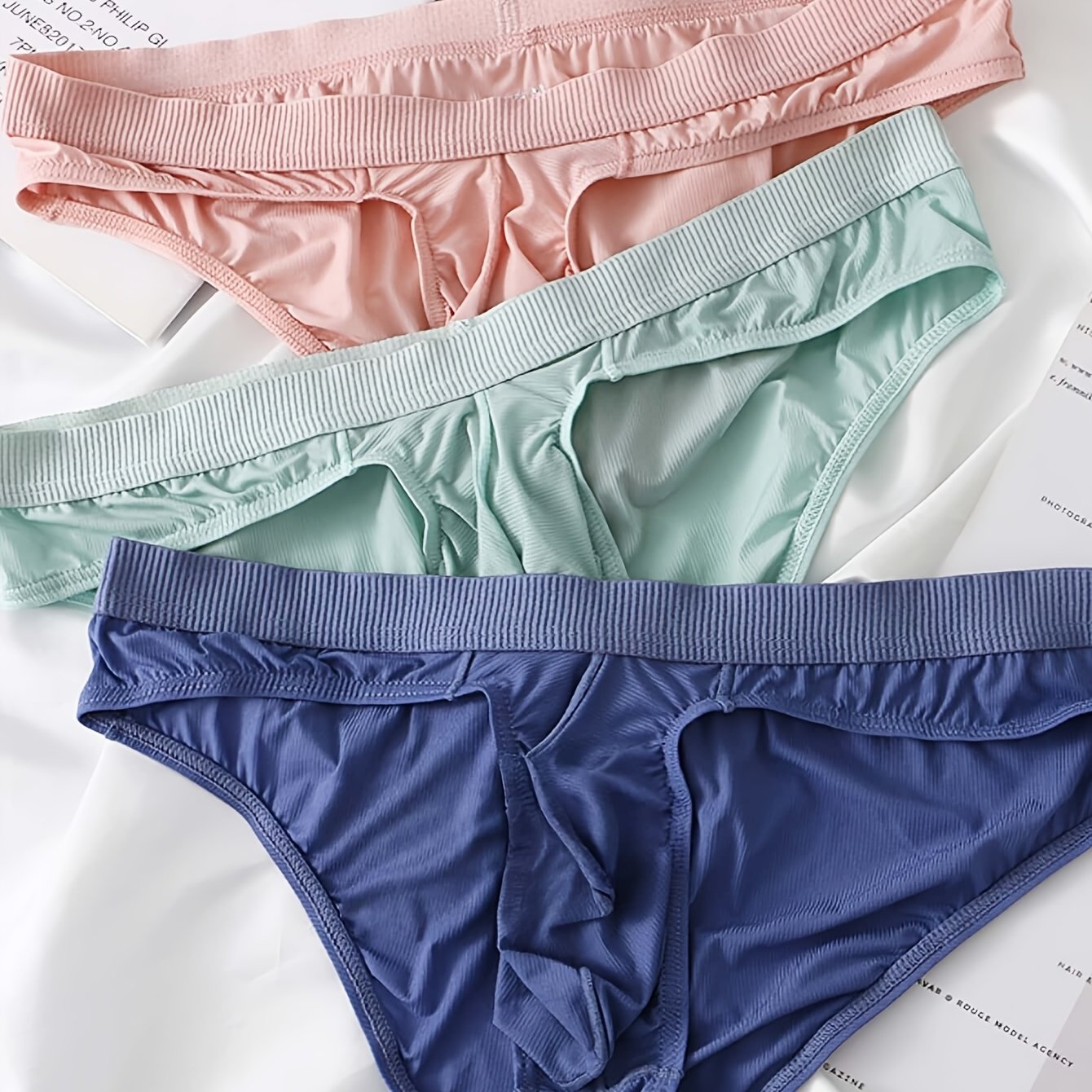 TEMU 3pcs Men's Lightweight Ribbed Triangle Breathable Cooling Triangle Style Underwear