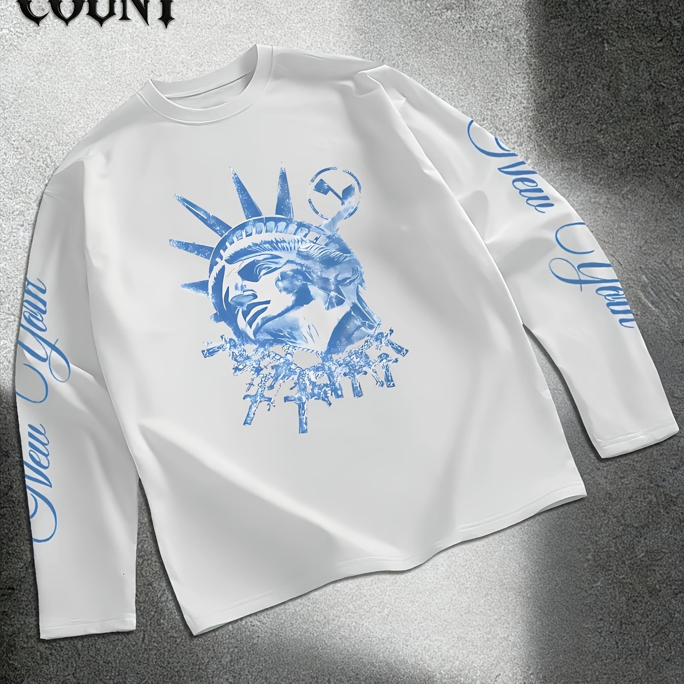 TEMU Men's Long Sleeve T-shirt With Print, Regular Fit Spring/autumn Long Sleeve Tee, Outdoor Sports Casual Long Sleeve Top