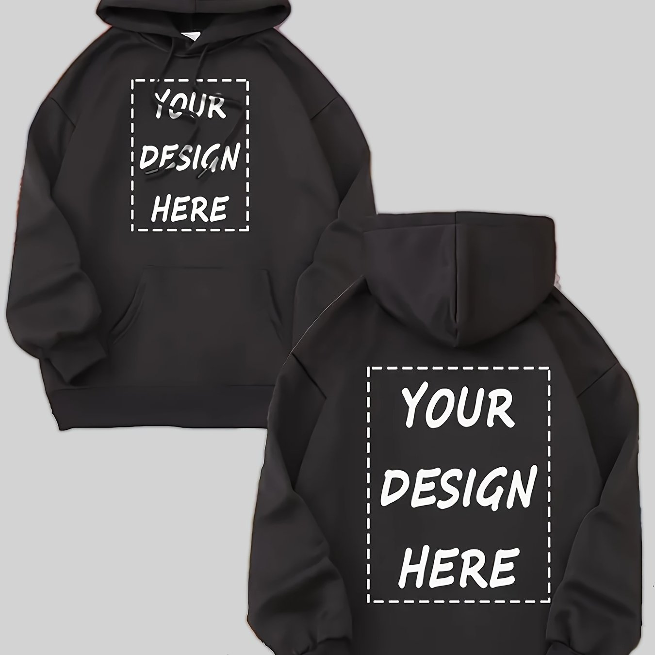TEMU Custom Print Hooded Sweatshirt For Men, Trendy Double-sided Diy Printing, Breathable Drawstring Hoodie For Summer, Street Hip-hop Sport Jacket,