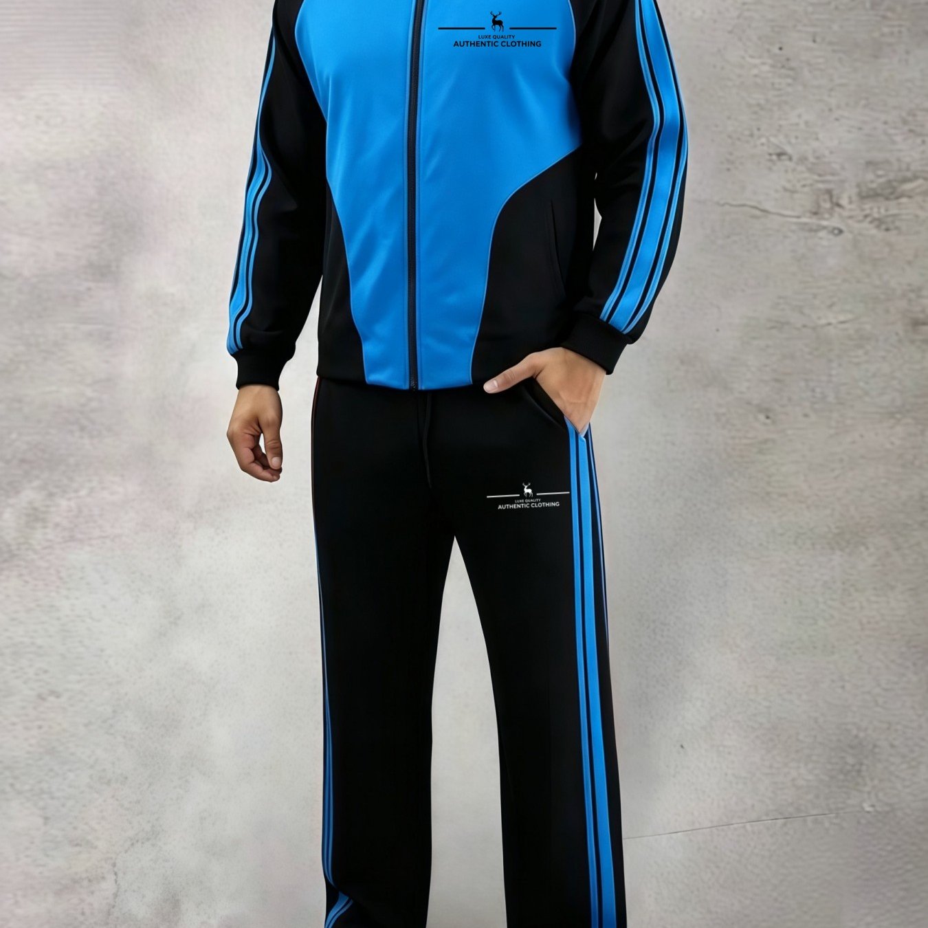 TEMU 2pcs Jacket Set. Men's Casual Sports Printed Jacket And Casual Sports Pants Set, Unisex, In Colors. A Perfect Gift For Any Occasion.