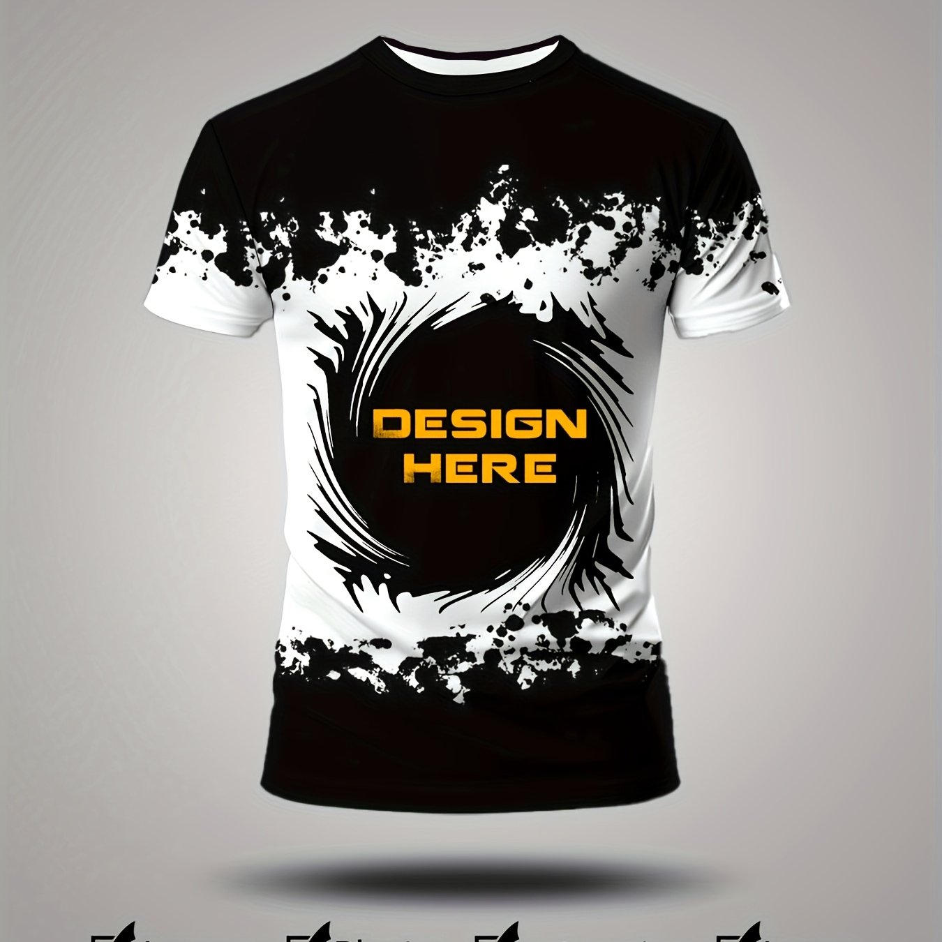 TEMU Custom Summer Men's Inkjet Printed Design T-shirt - Casual Comfortable Round Neck Short Sleeve