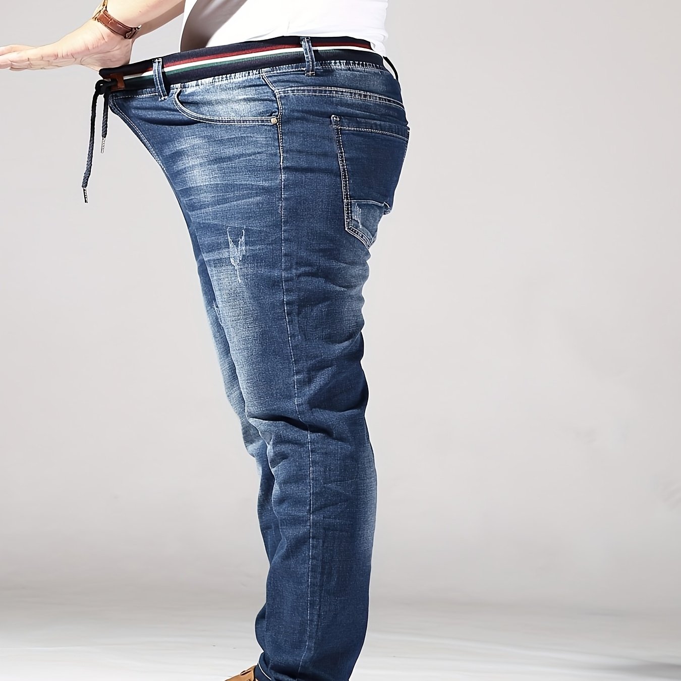 Plus Size Men's Jeans That Are Stretchy, Flattering, And Wrinkle-free, A Comfortable And In A High-end Casual Design.