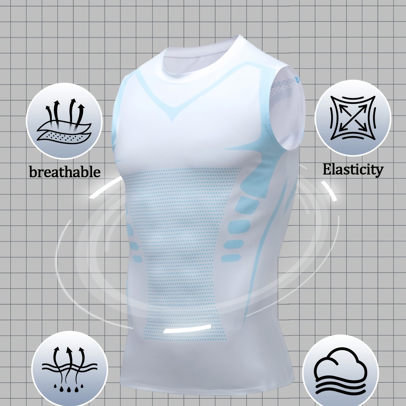 TEMU Men's Sports Compression Vest, Basketball Sleeveless Training Vest, Quick-dry Breathable Base Layer Top