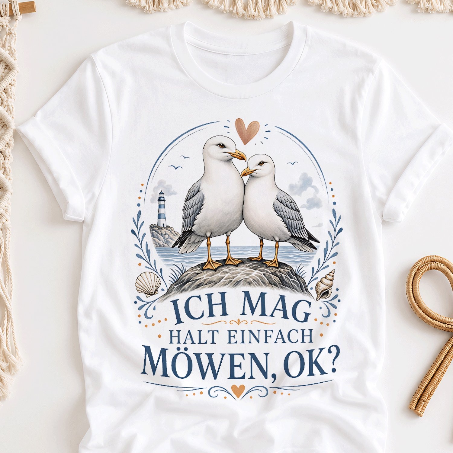 Image of German Seagull Quote Bird Lover Tee Overseas Printing Y2k Oversized Unisex T-shirt For Men Women Retro 2000s Streetwear Baggy Graphic Tee