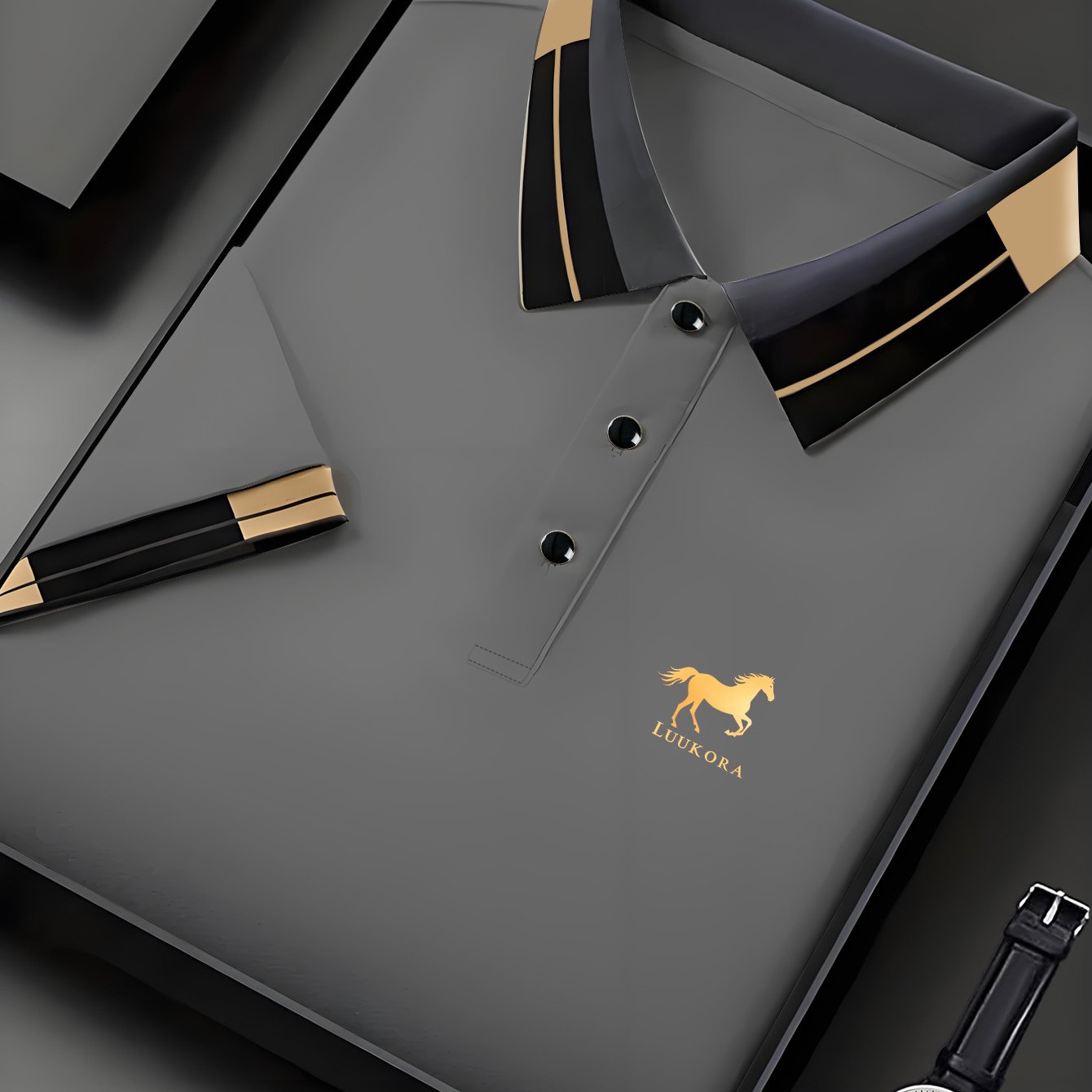 TEMU Men's High-end Short-sleeved Shirt, With A Silhouette Print Of A Horse In Golden, Lightweight Shirt Machine Washed, Suitable For ,