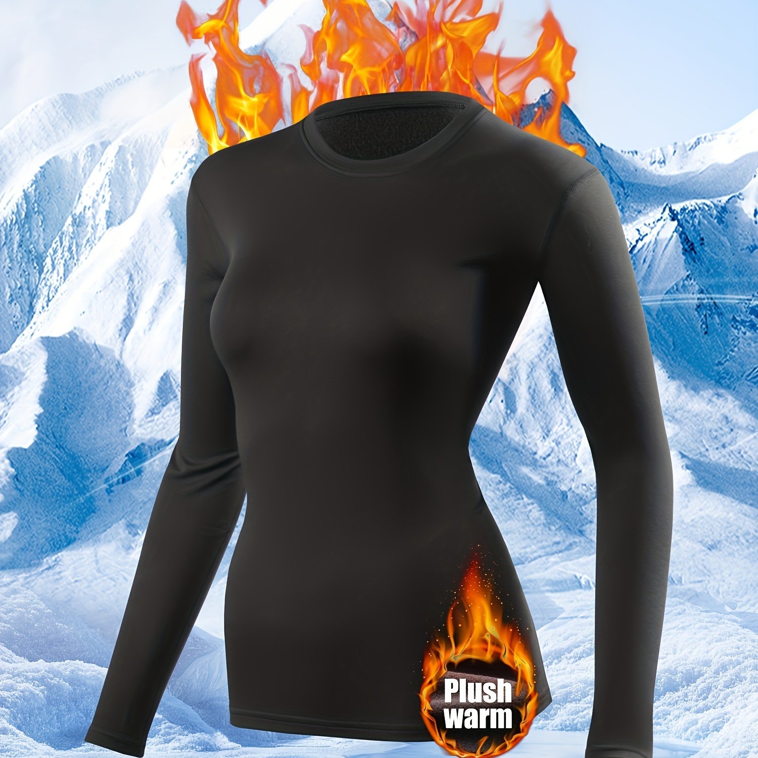 Image of Autumn/winter -lined Thermal Base Layer Top, Women's Fitted Thermal Underwear