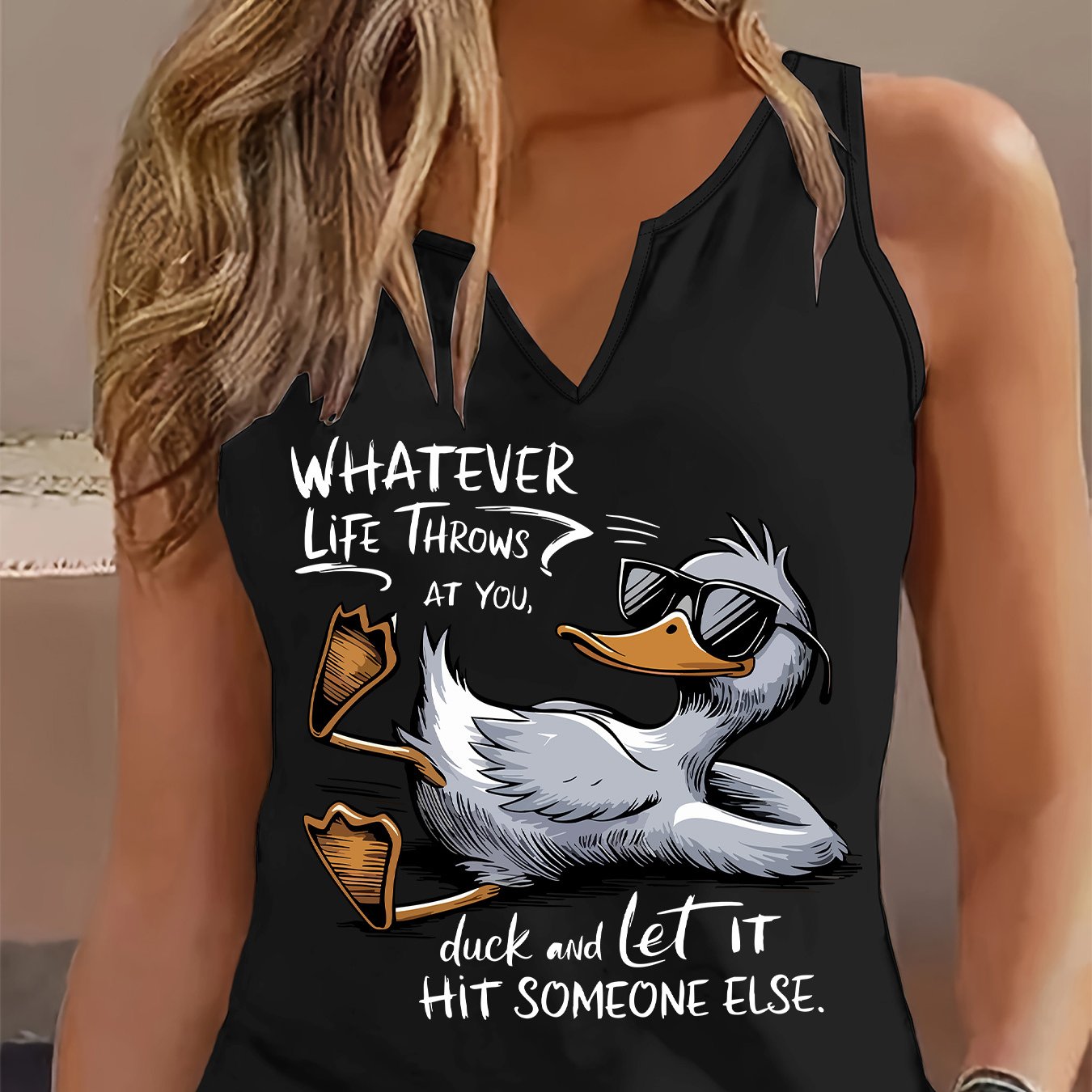 TEMU Graphic Print Tank Top, Sleeveless Casual Top For Summer & Spring, Women's Clothing