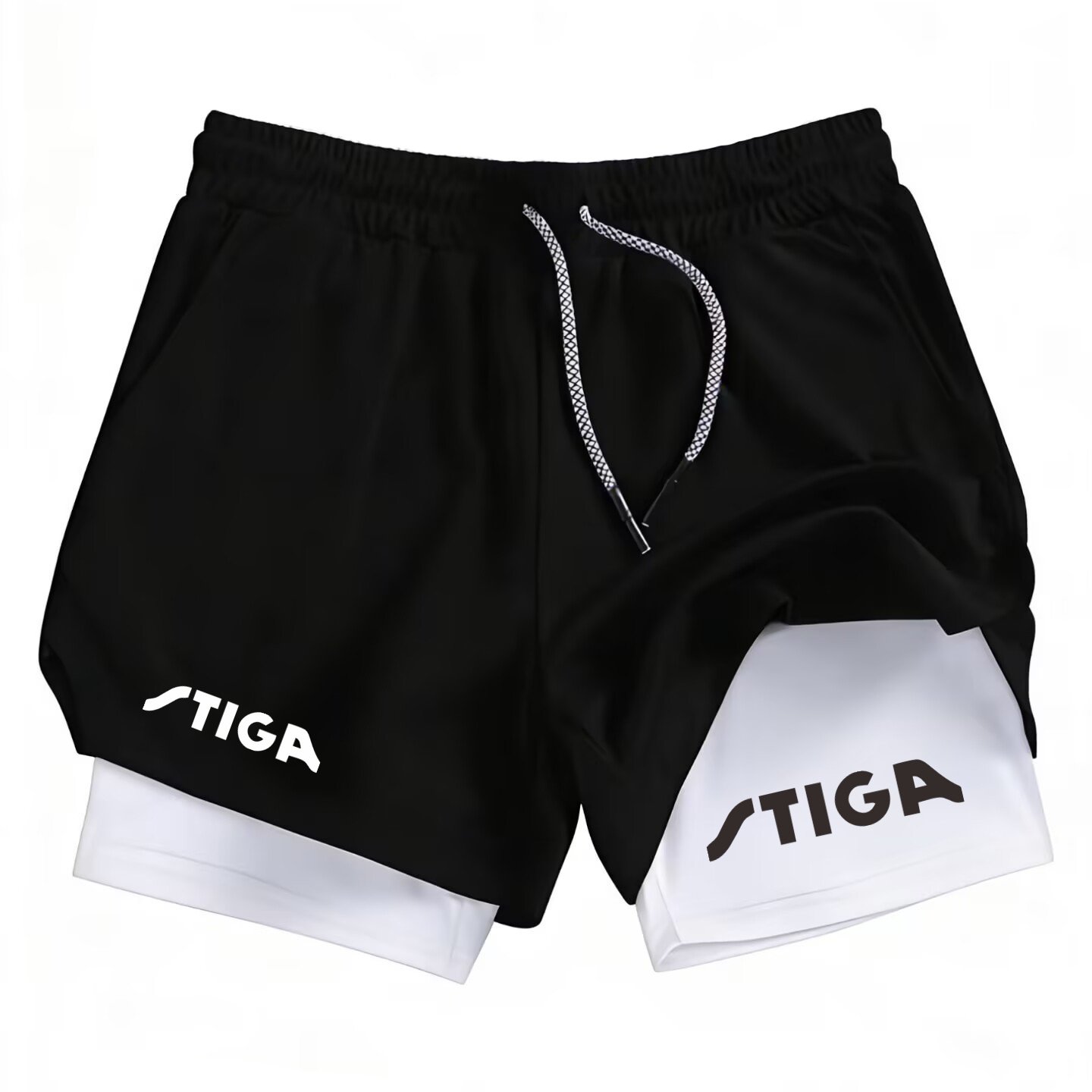 TEMU Men's Casual And Sporty Minimalist Featuring Logo Print, Perfect For Table Tennis Fans, With Adjustable Elastic Drawstring Waistband Made From