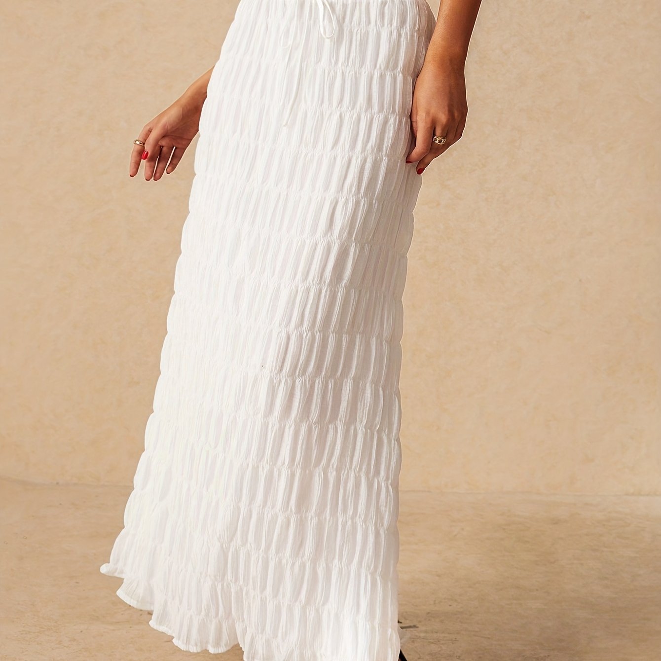 TEMU Women' Color Simple Drawstring Skirt