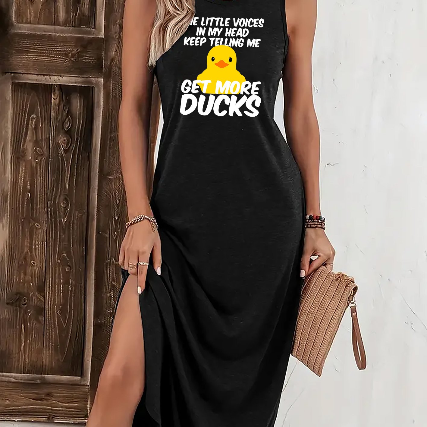 TEMU Graphic Print Sleeveless Tee Dress, Casual Tank Dress For , Women's Clothing