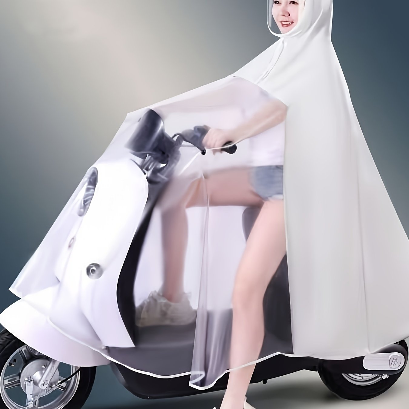 Image of Men's And Women's Full-body Electric Vehicle Riding Raincoats, Lengthened Mother-child Transparent Battery Car Ponchos, Men's And Women's Parent-child Riding Raincoats, Ponchos