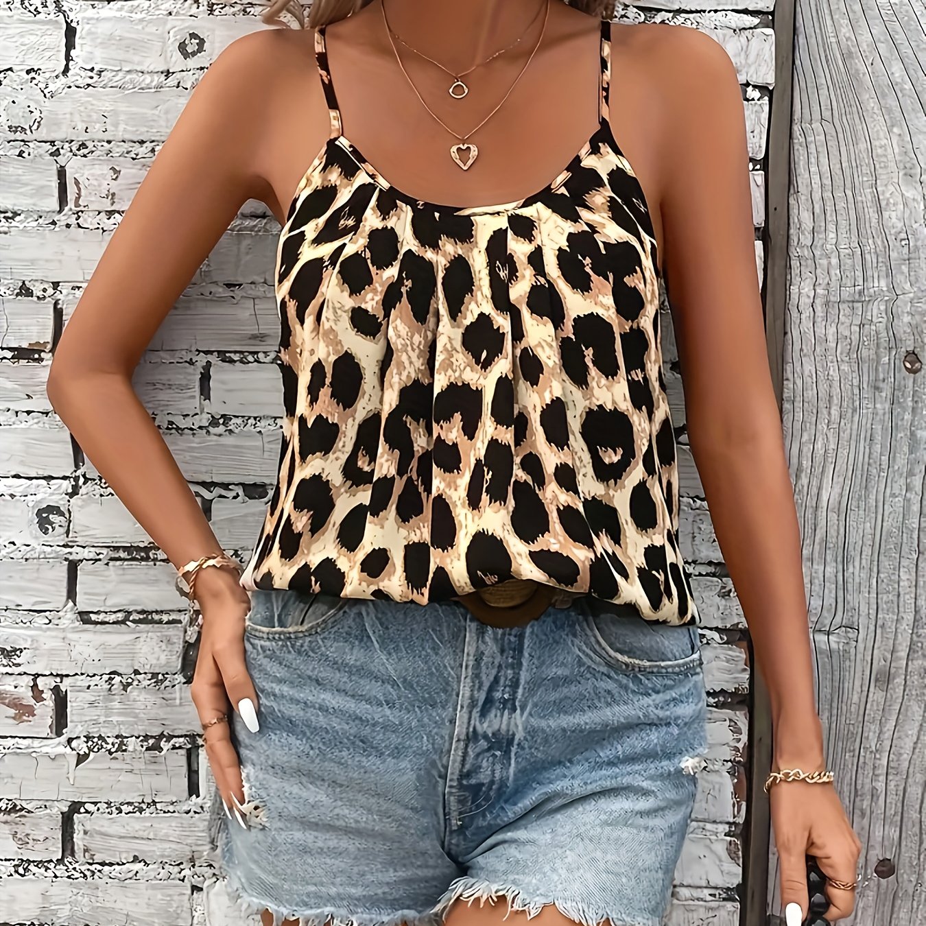 Women's Leopard Print Spaghetti Strap Camisole Top