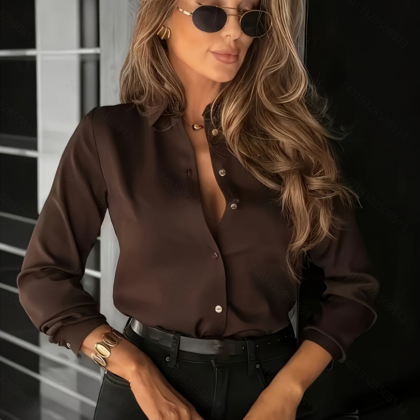 Women's Fashion Casual Elegant Solid Color, Daily Versatile Top Shirt