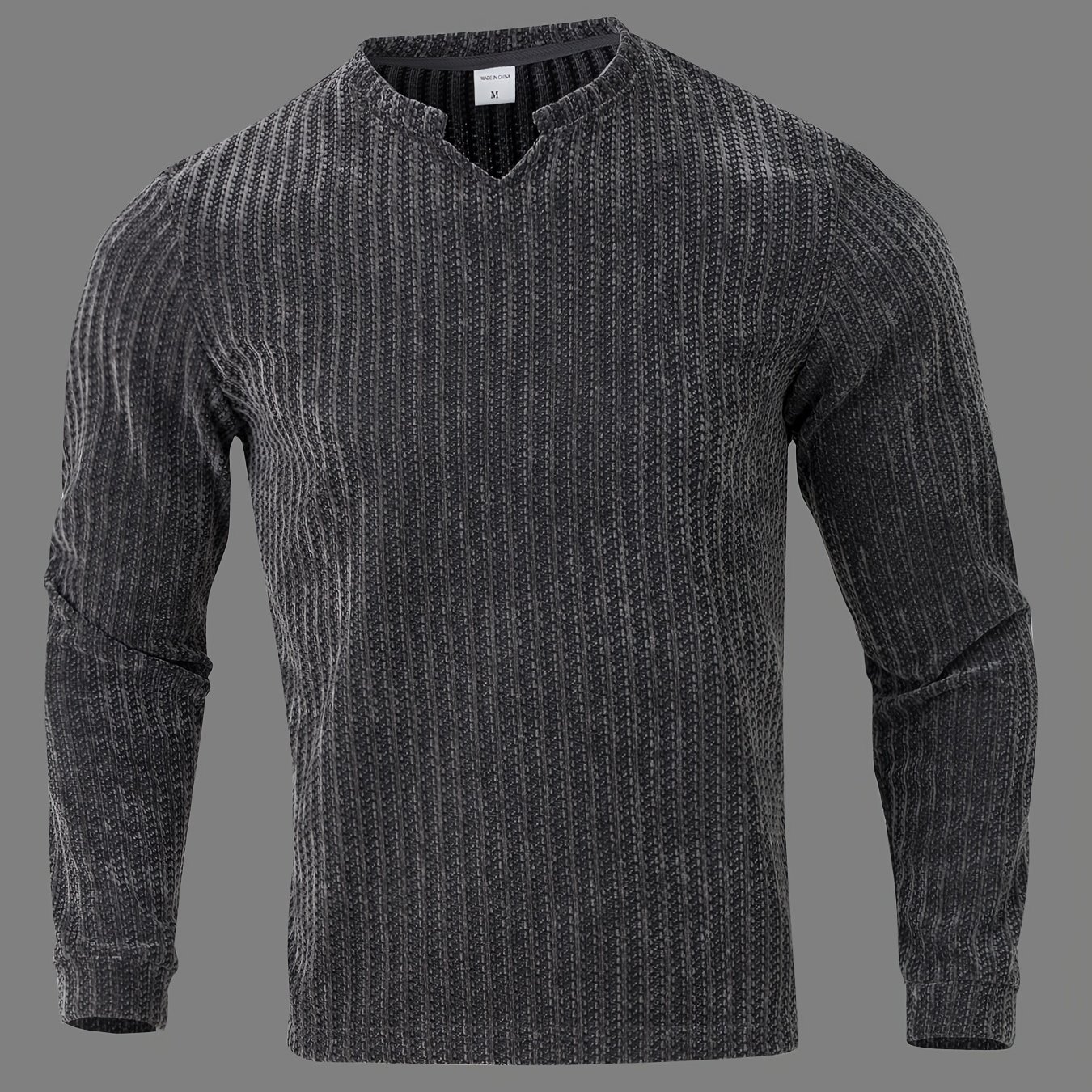 TEMU Men's Casual V-neck Long Sleeve Henley Shirt | High-quality Men's Autumn/winter Warm Sports Sweater | Perfect Christmas Gift For Boyfriend Or