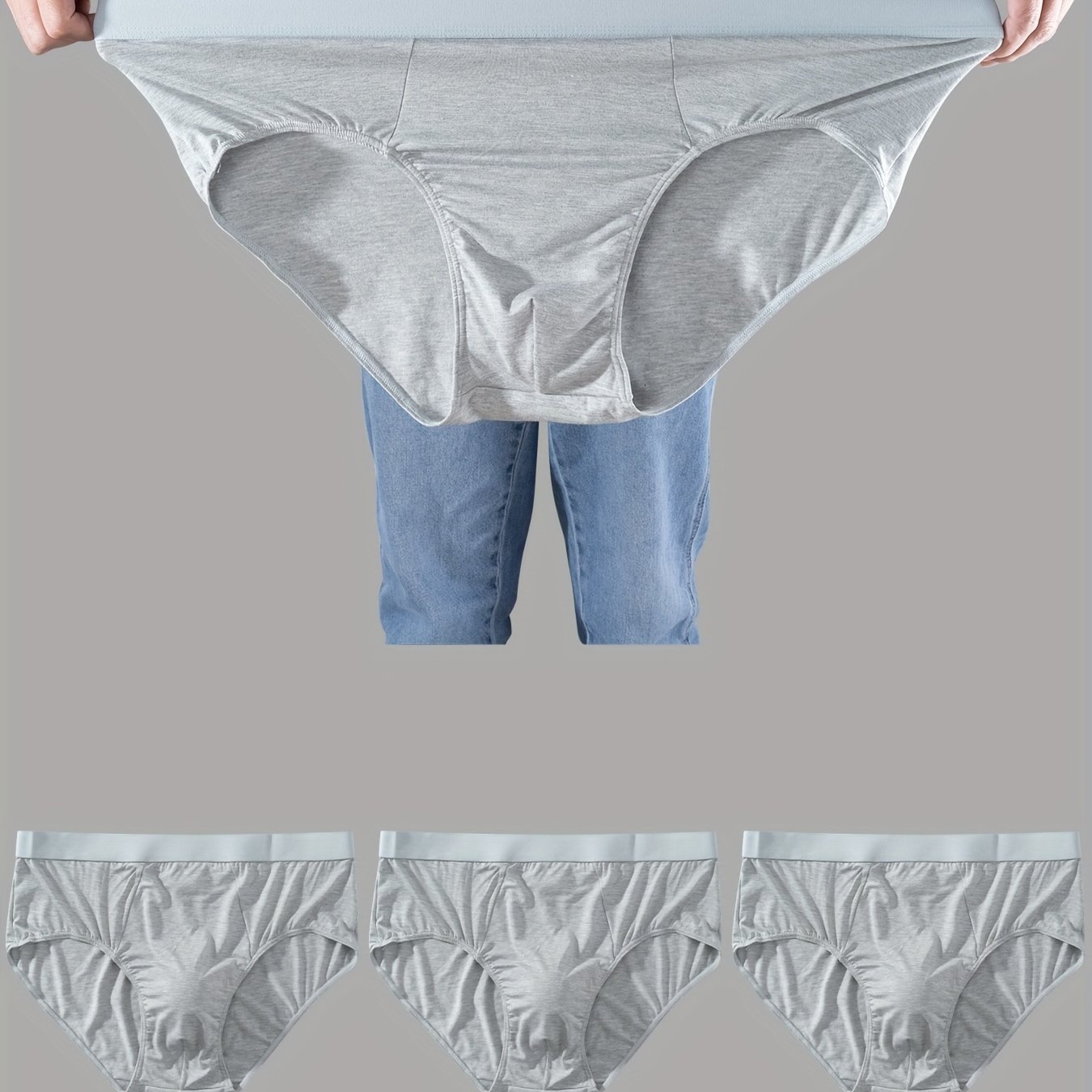 TEMU 4pcs Plus Size High-waist Lengthening Height-increasing Fat-increasing Large Modal Soft Men's Plus Size Briefs