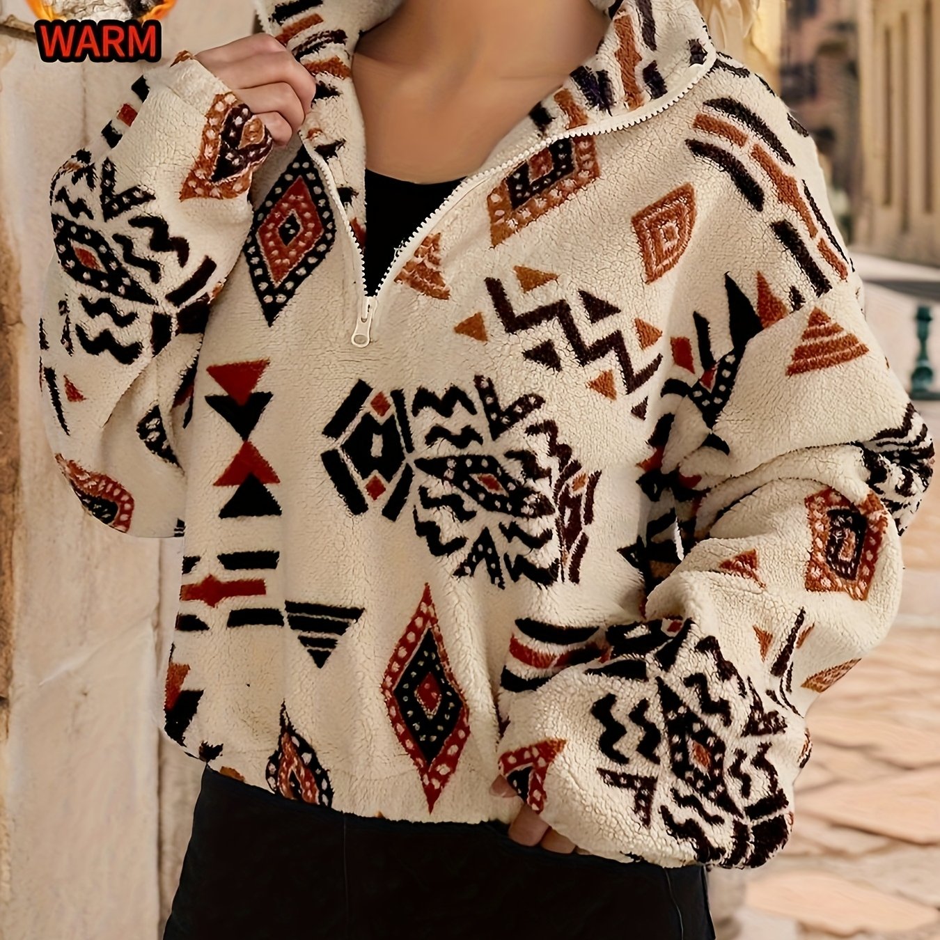 Image of Fashionable And Warm Furry Pullover Sweatshirt For Women's Autumn And Winter Wear