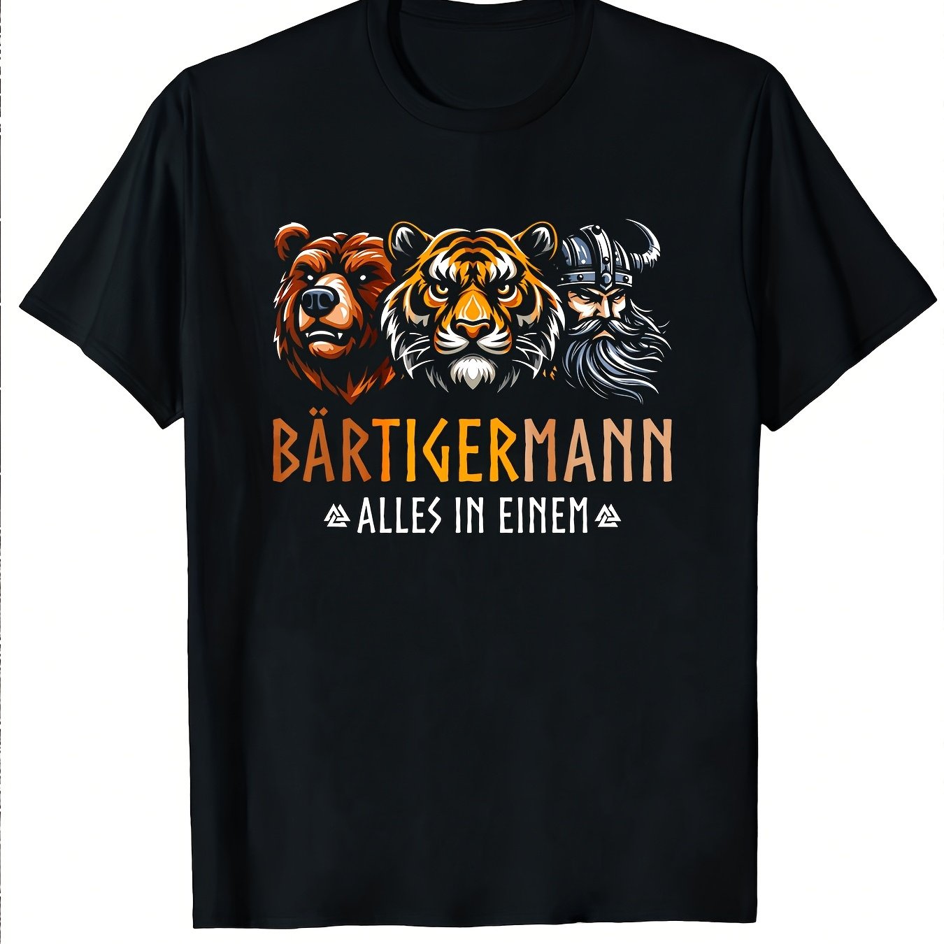 Plus Size A Showcasing A Bear, A Tiger, And A Viking For Man, Ideal For Relaxed Attire, Plus Size