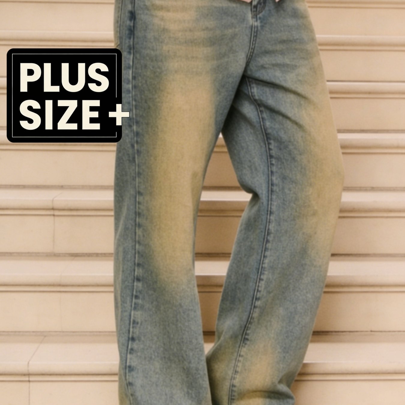 [hme]s334 Men's Oversized Loose Ripped Washed Denim Jeans, Featuring Street Style, Durable Texture Suitable For . Heavy-duty Washed Denim, Plus Size