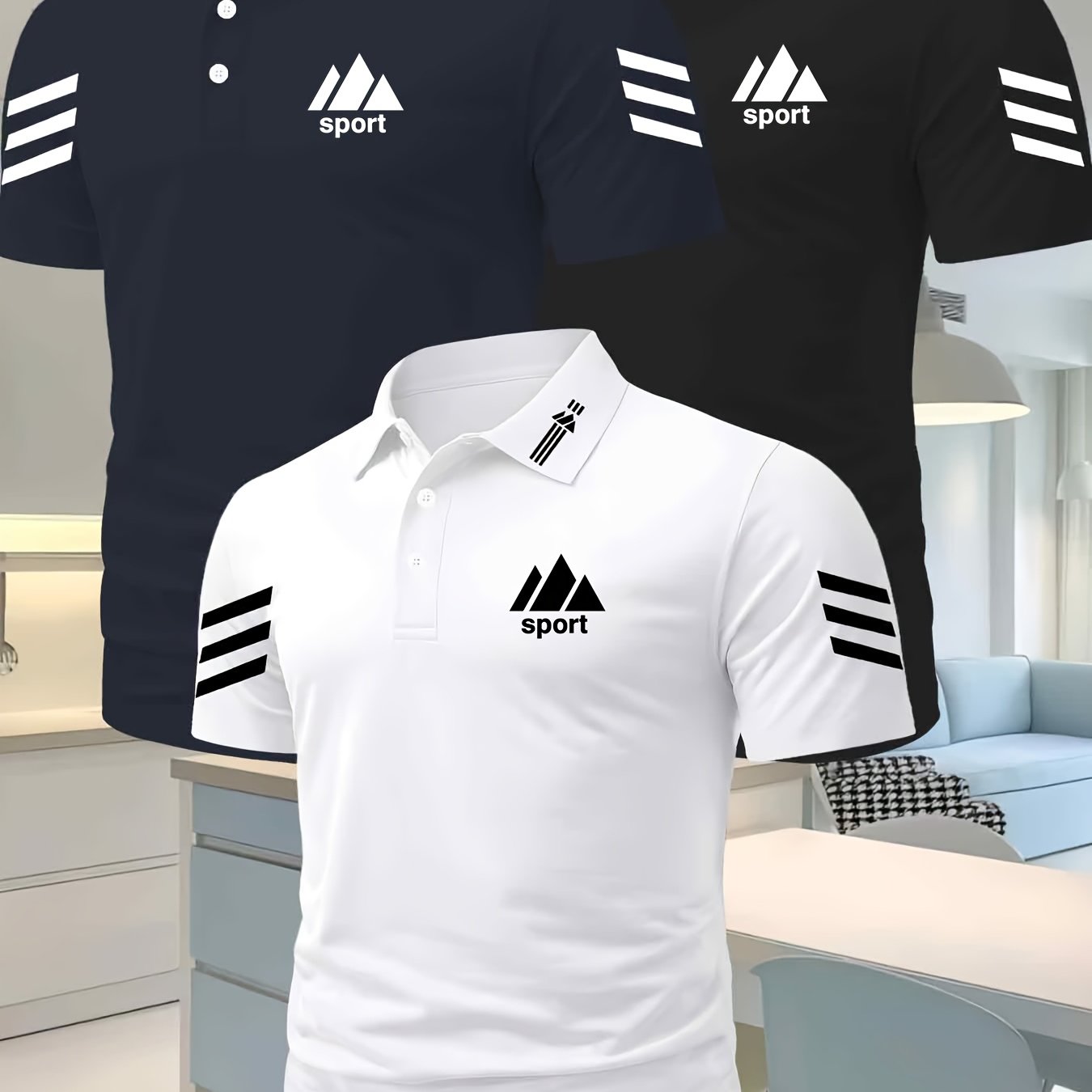 TEMU 3pcs Solid Color Lapel Shirts For Men, New Summer Sporty Comfortable Short Sleeve Men's Tops