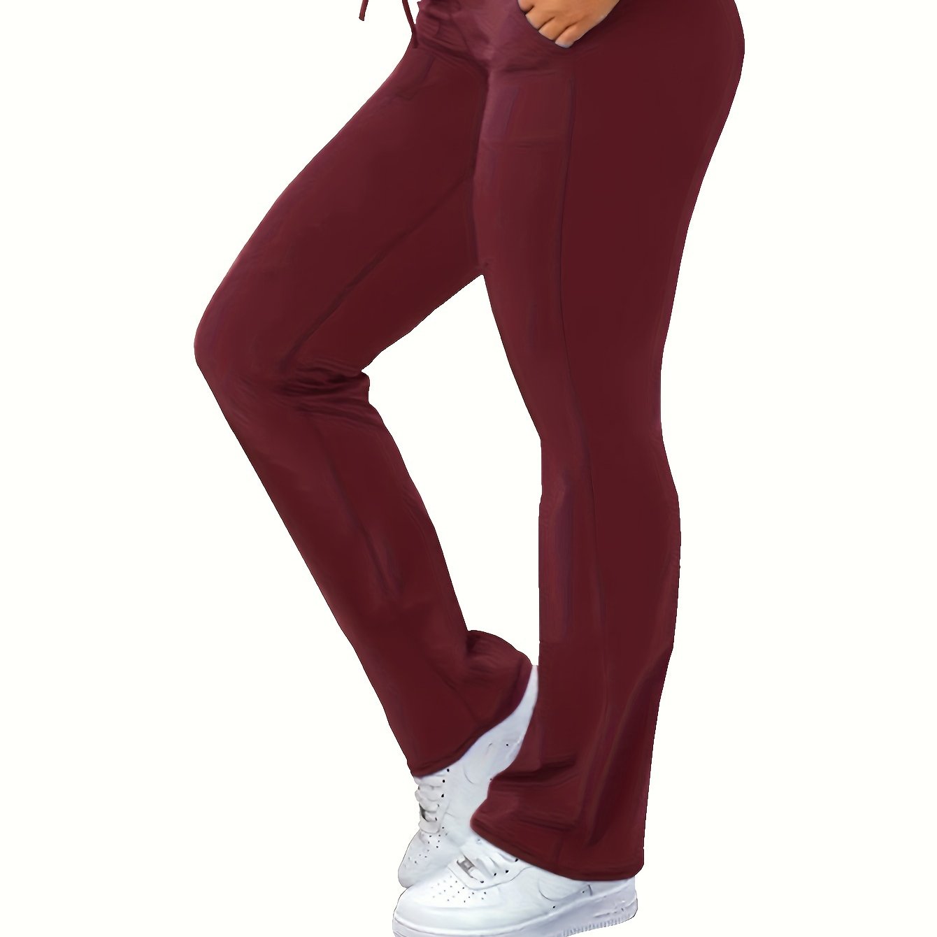 Plus Size Sports Pants Women's Plus Solid Lace Front Wide - Temu