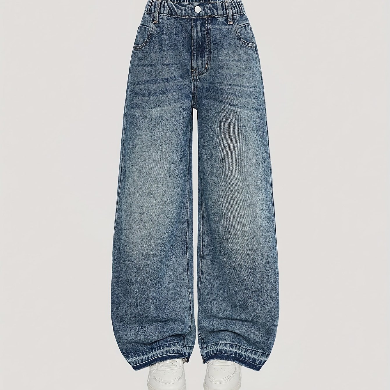 Image of Girls' Denim Denim - Retro Fashion Short Shorts For Teenagers, Shaping Long Legs, Comfortable And Fitted With Elastic High Waist. Premium Denim Fabric Is Soft And Durable