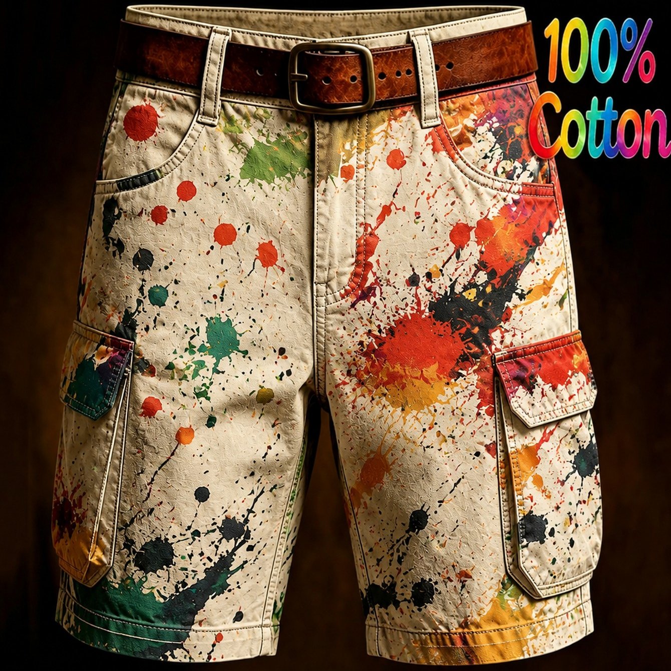 2026 Multi Pocket Cotton Cargo Shorts For Men Printed Design No Belt Casual Shorts